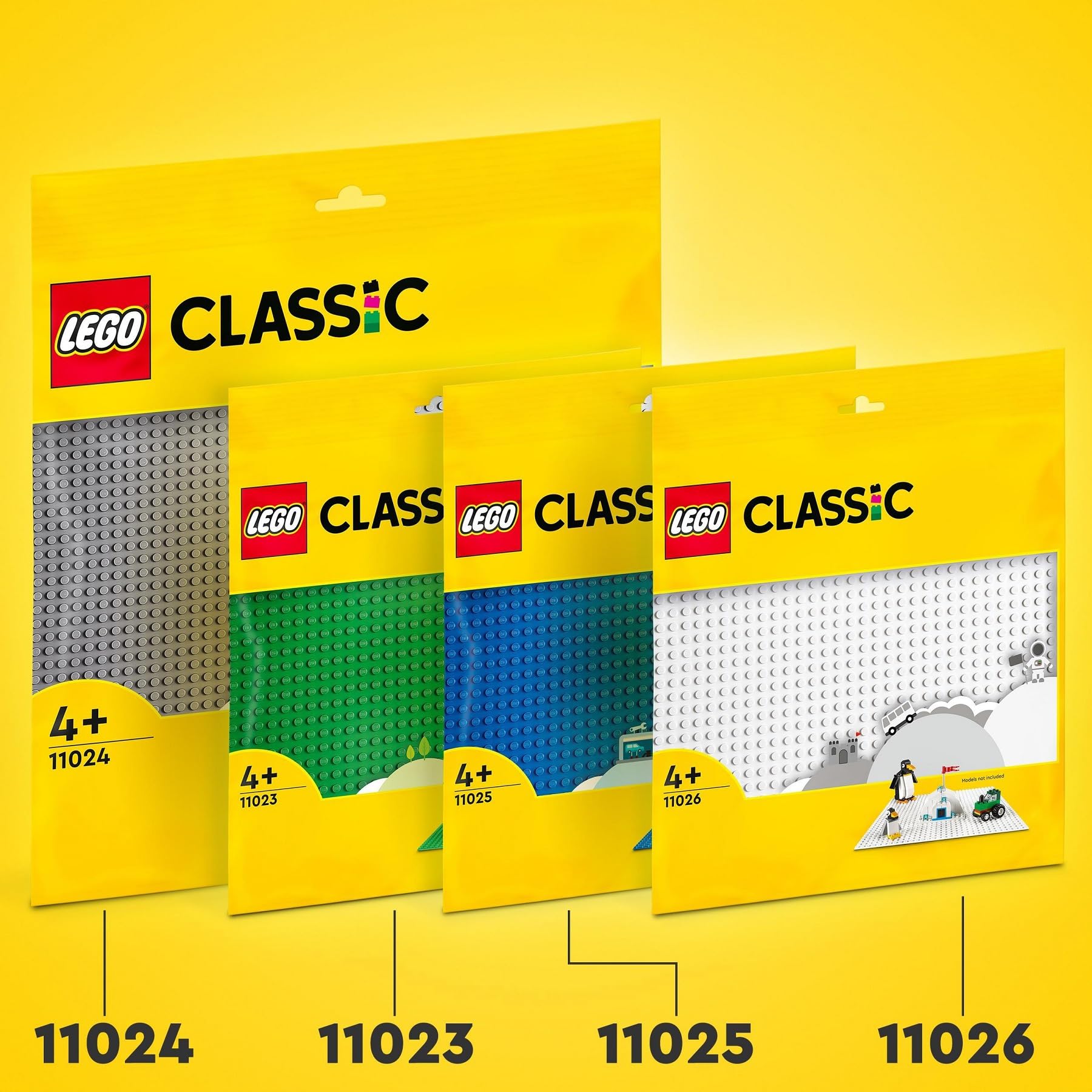 LEGO 11026 Classic Weiße Bauplatte, quadratische Grundplatte mit 32x32 Noppen als Basis Sets, Konstruktionsspielzeug (Packung mit 2)