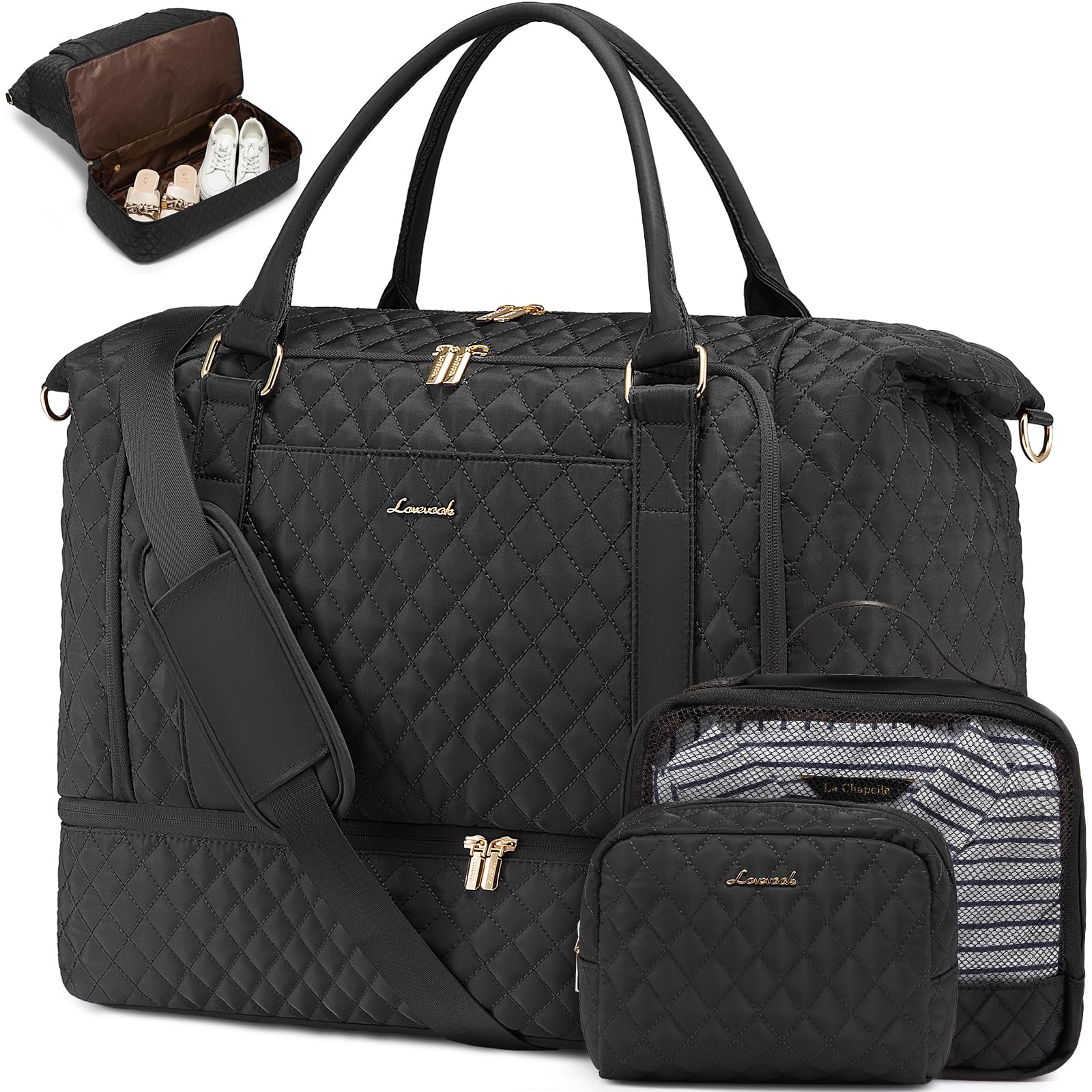 LOVEVOOK Travel Weekender Bags for Women,Carry on Duffle Bag with Shoe Compartment,Overnight Personal Item Bags,Hospital Bag