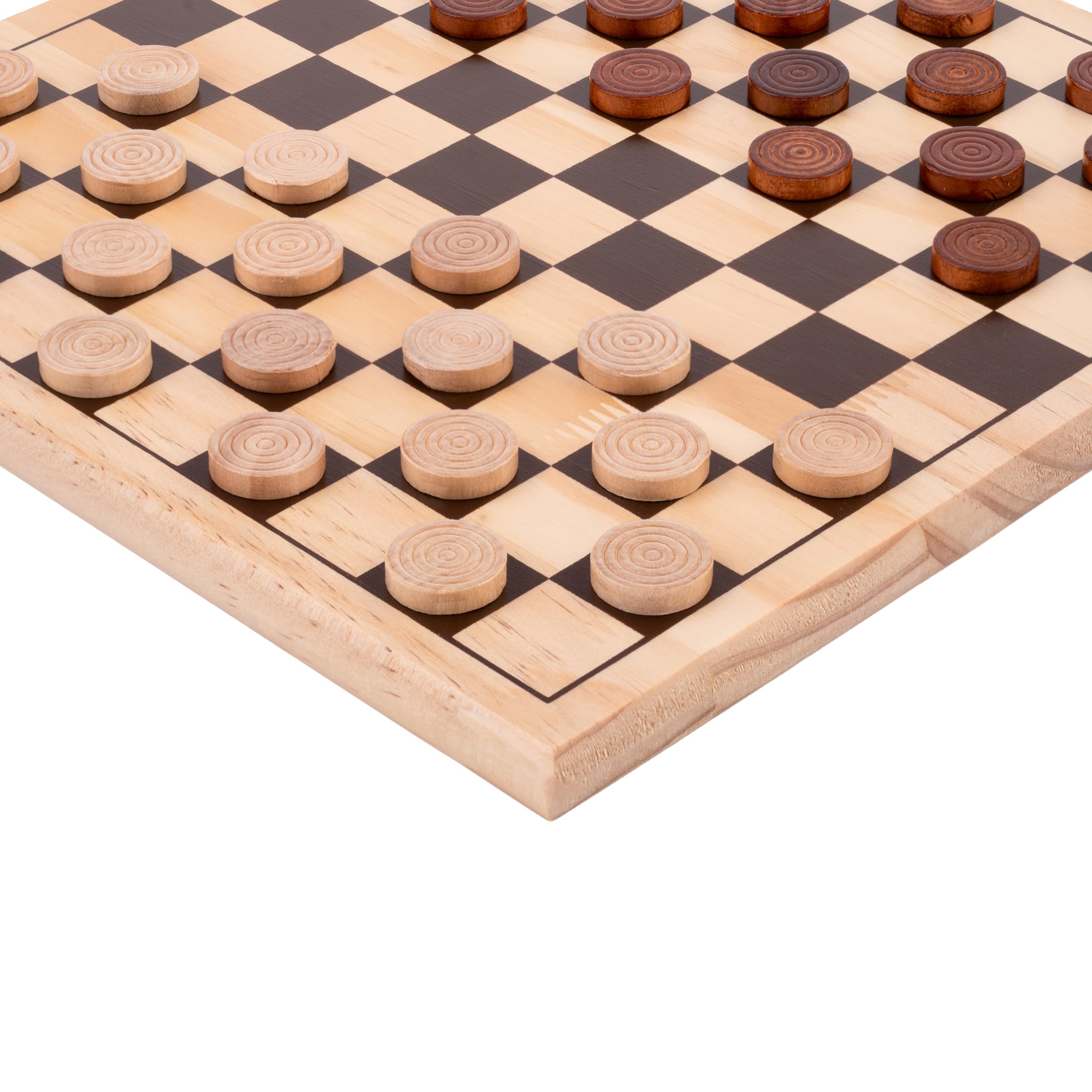 Engelhart - 150236 - Jeu de Dames en Bois - Marron et Crème - Jeu de Société Classique - Damier en Bois Massif - Stratégie - Débutants - Famille - 2 Joueurs - Dès 6 Ans