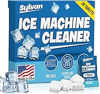 Sylvan Ice Machine Cleaner and Descaler Tablets | 30 Tabs | Made in USA | Nickel Safe Ice Maker Cleaner and Descaler | Universal Compatibility for Commercial & Residential Ice Makers