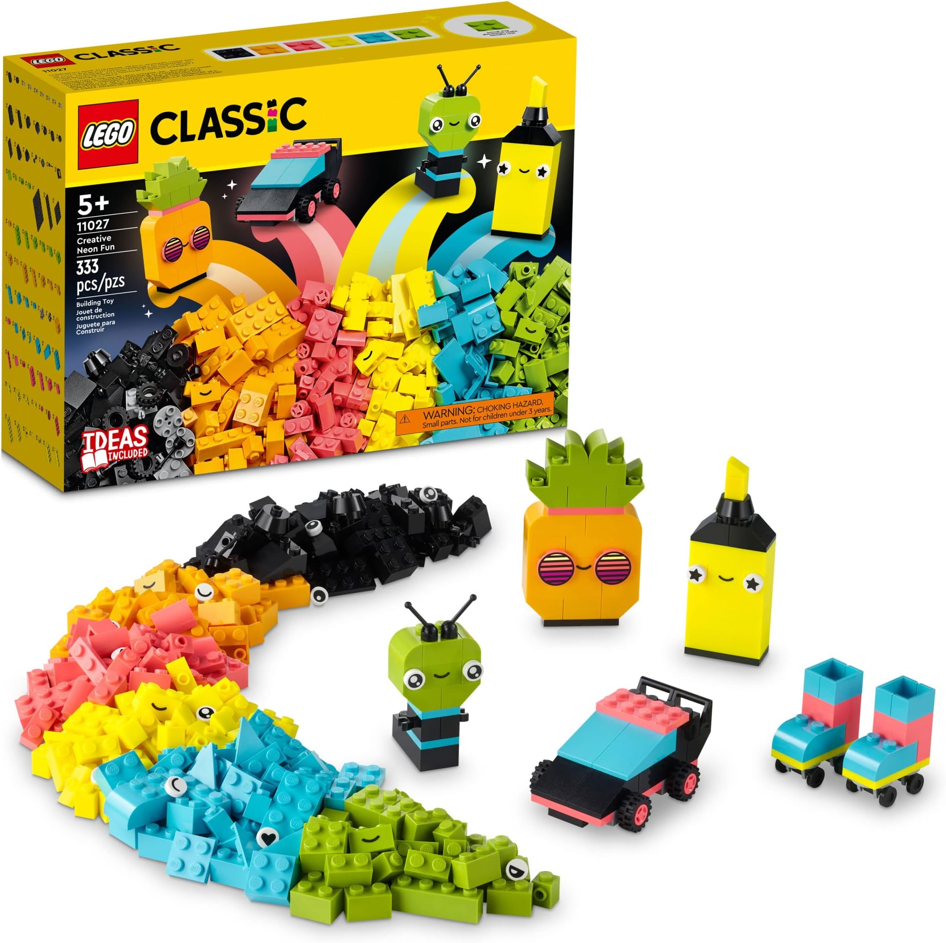 LEGO Classic Creative Neon Fun 11027 Building Toy Set (333 Pieces), Multi Color