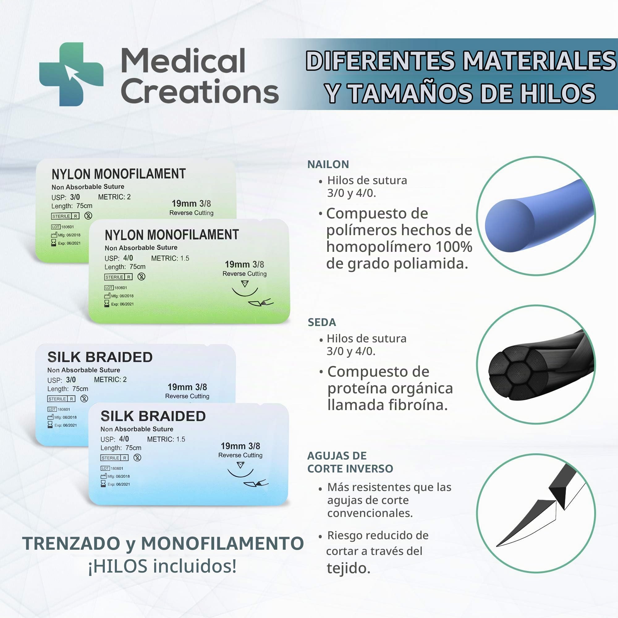 Kit práctico de sutura con Guía de Entrenamiento en formato Ebook: Almohadilla de Sutura Reutilizable de Silicona con Kit de Herramientas – para Estudiantes de Medicina, Enfermería y Veterinaria