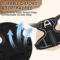 Vista 4 de SlowTon Arnés para perro sin tirones, arnés resistente sin estrangulamiento para mascotas, con 2 clips para la correa y mango vertical de fácil