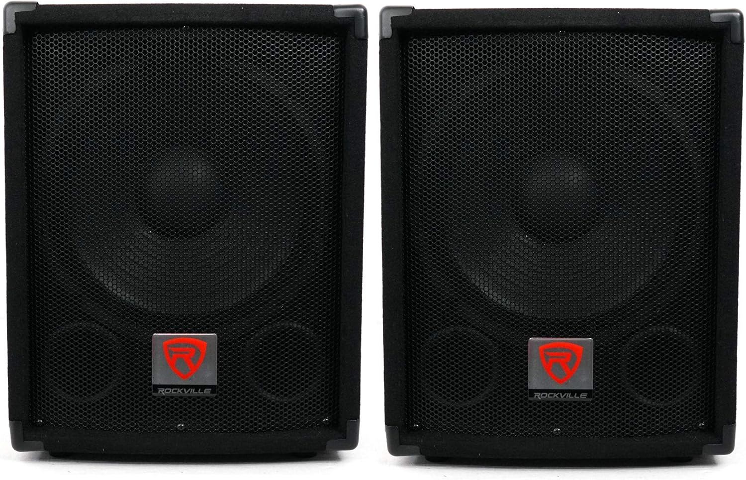 Rockville SBG1128 12-in 300-Watt RMS/600-Watt Peak Passive Pro DJ Subwoofers, 1200-Watt(Total) 70 oz Magnet, MDF Cabinet, Ported Enclosure, Pole Mount, 2-Piece