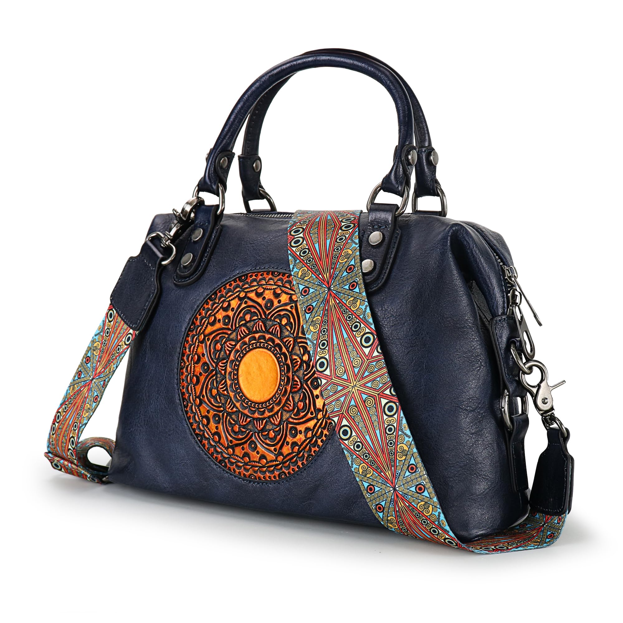 LETEULO Damen Handtasche Echtleder Vintage Umhängetasche Schultertasche Henkeltasche