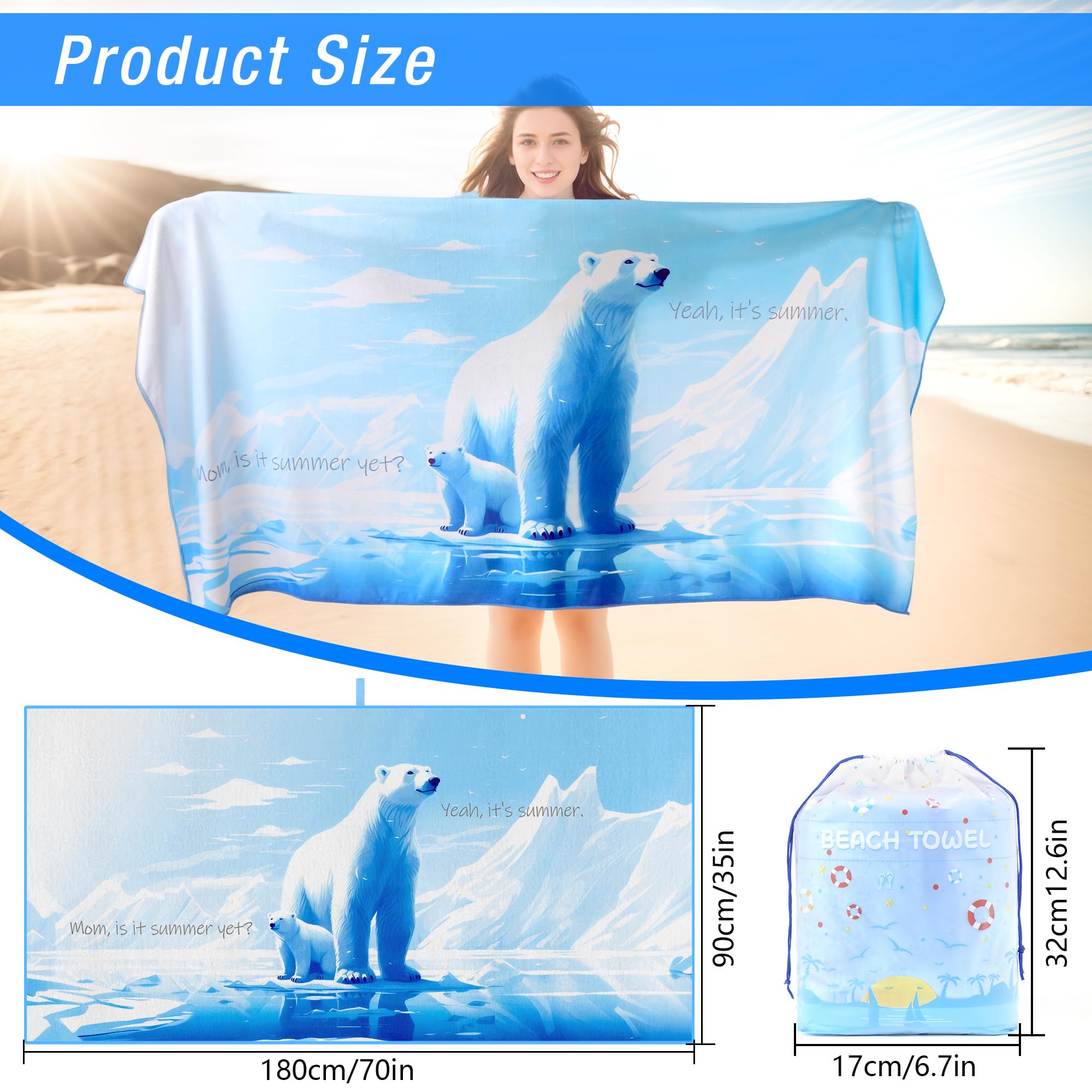 Ręcznik plażowy 180 x 90 cm, ręcznik plażowy, z mikrofibry, duży | Ręczniki plażowe z mikrofibry ręcznik plażowy XXL do pływania, na plażę, podróż, odporny na piasek