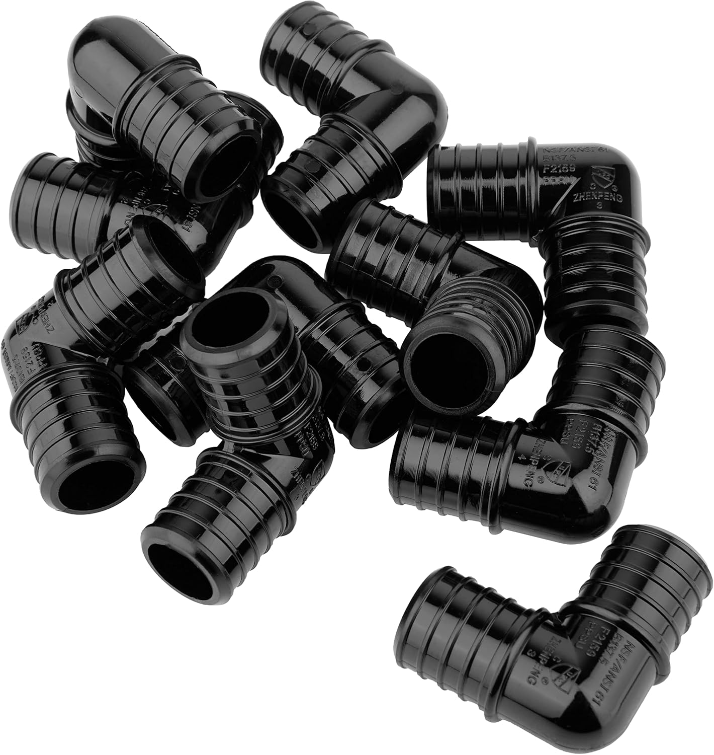 10-Pack EFIELD Poly PPSU Barb Crimp Pex Fitting 1-inch X 1-inch 90 Degree Elbow For Pex Tubing Connection, ASTM F2159 (Pack of 10)