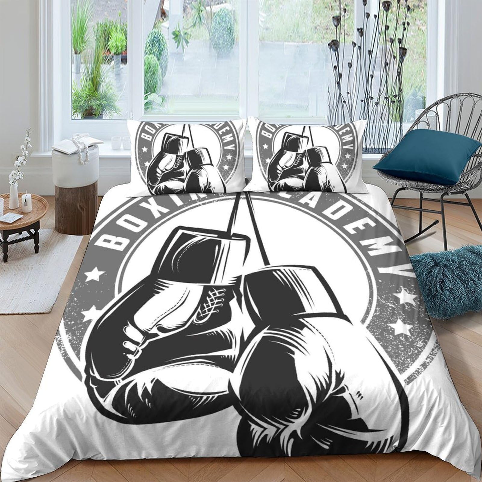Ctjqhvkz Style-1 3D Printed Boxing Gloves Fitted Sheet Microfiber Soft Breathable Academy Bed Cover For Bedroom Guest Room Decor Single（135X200cm）