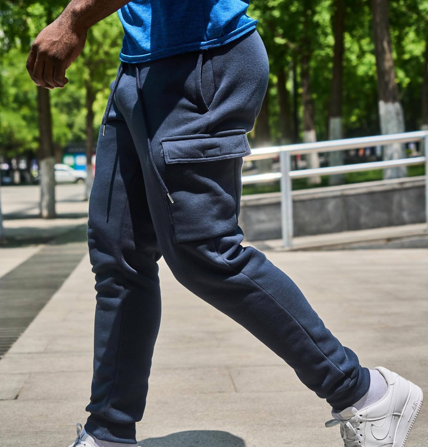 Men's 3-Pack Fleece Athletic Workout Jogger Sweatpants with Cargo Pockets and Drawstring Size S-3XL - Image 5