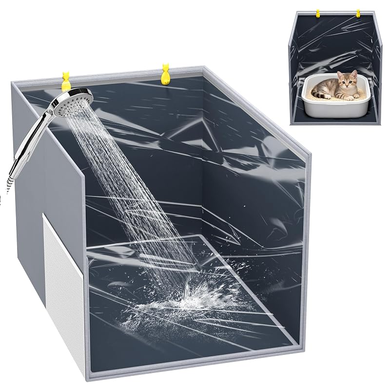 Protetor alto impermeável para caixa de areia de gatos Aokeyee Gray-High, X-Large