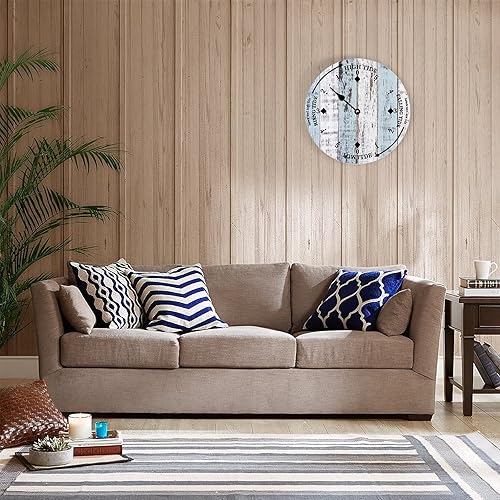 Miniatura 4 de Reloj de marea de madera, rayas de madera blanca, reloj de la costa este del océano, arte colgante de pared de marea alta y baja, reloj de