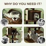 PawHut Cat Tree for Large Cat Adults, 41 Inch Cat Tower for Indoor Cats w/Scratching Posts, Cat Bed, Condo, Grooming Brush, Jumping Platforms, Toy Balls, Anti-tip Kit, Brown