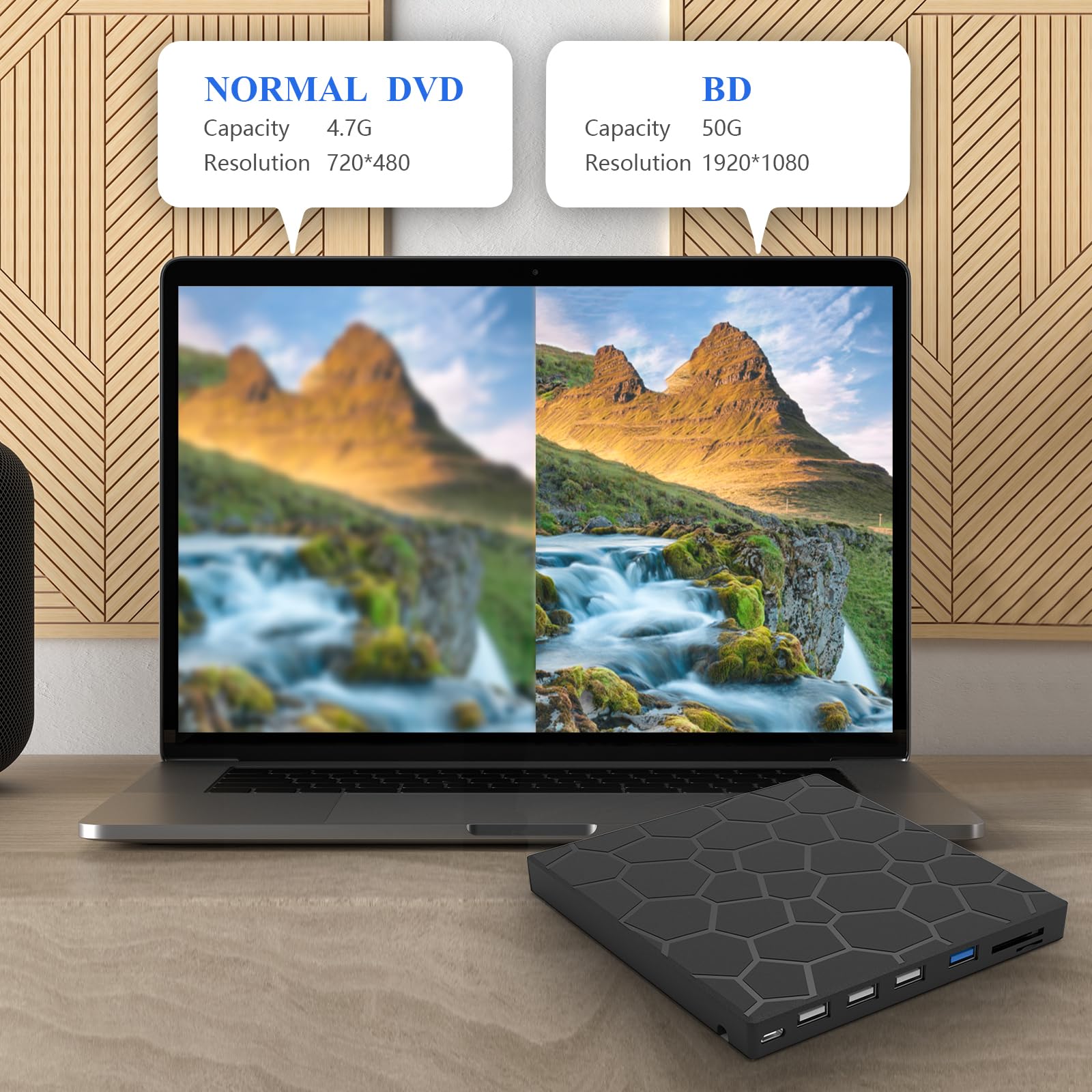 JOOPSHEE External Compatible Blur ay Drive Player Read/Write BD DVD CD Compatible Blu ray Burner USB 3.0 Type-C/Windows/Mac OS Laptop