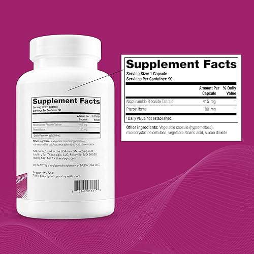 Miniatura 3 de Theralogix, OvaNAD+ Apoyo de calidad de huevos, suplemento de ribósido de nicotinamida (NR) y pterostilbeno, apoya la energía celular, la función