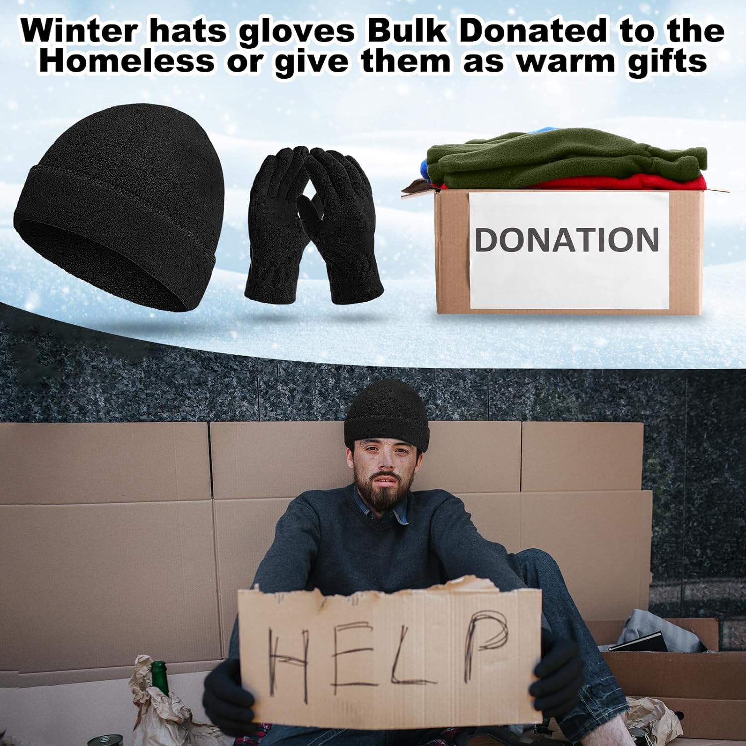 Winter Fleece Gloves and Beanie Bulk Multi Color Warm Hat and Warm Gloves for Men Women Homeless Ski Cold Weather - Image 6