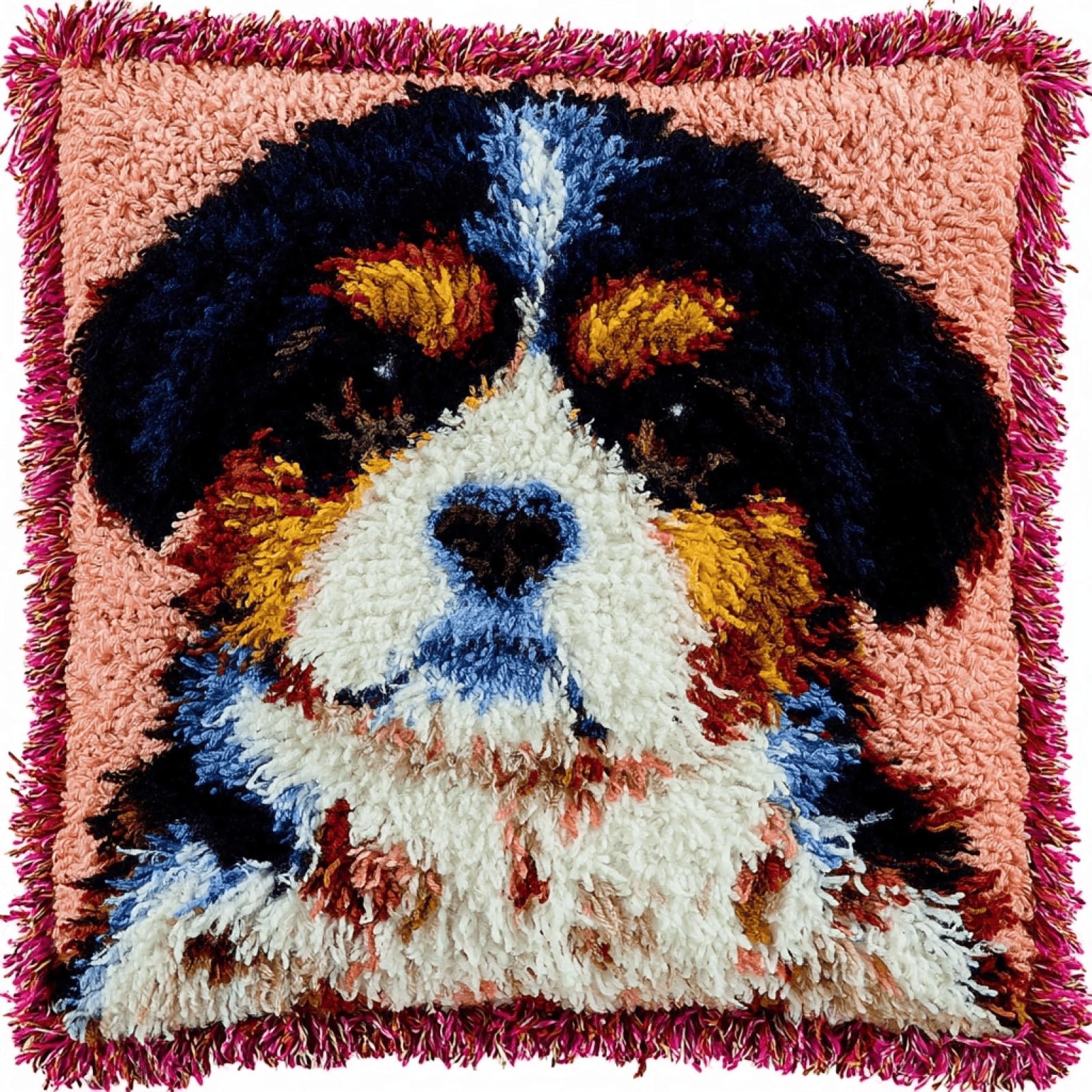 Xdeghuangss Multicolor Diy Latch Hook Pillow Cover Kit,43X43 Cm,Maltese Dog