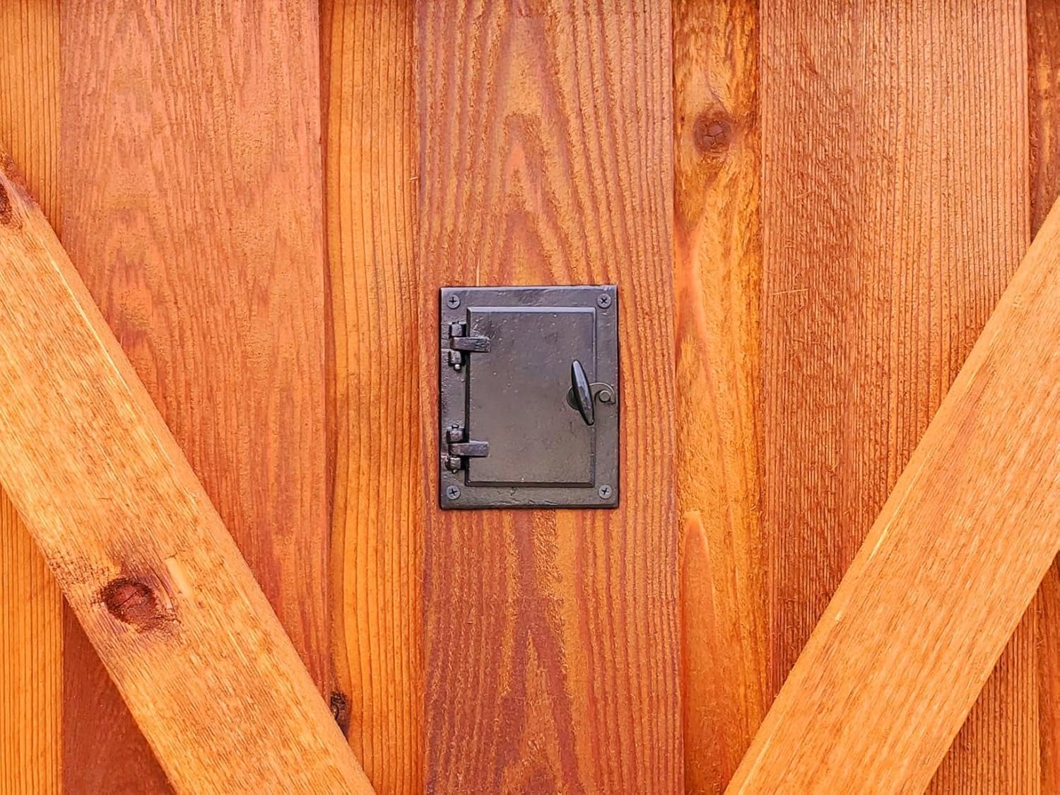 Perilla Home Cast Iron Safety Speakeasy Classic Style Black Grill & Girlle with Viewing Door Set Accent Door Gate Interior Privacy