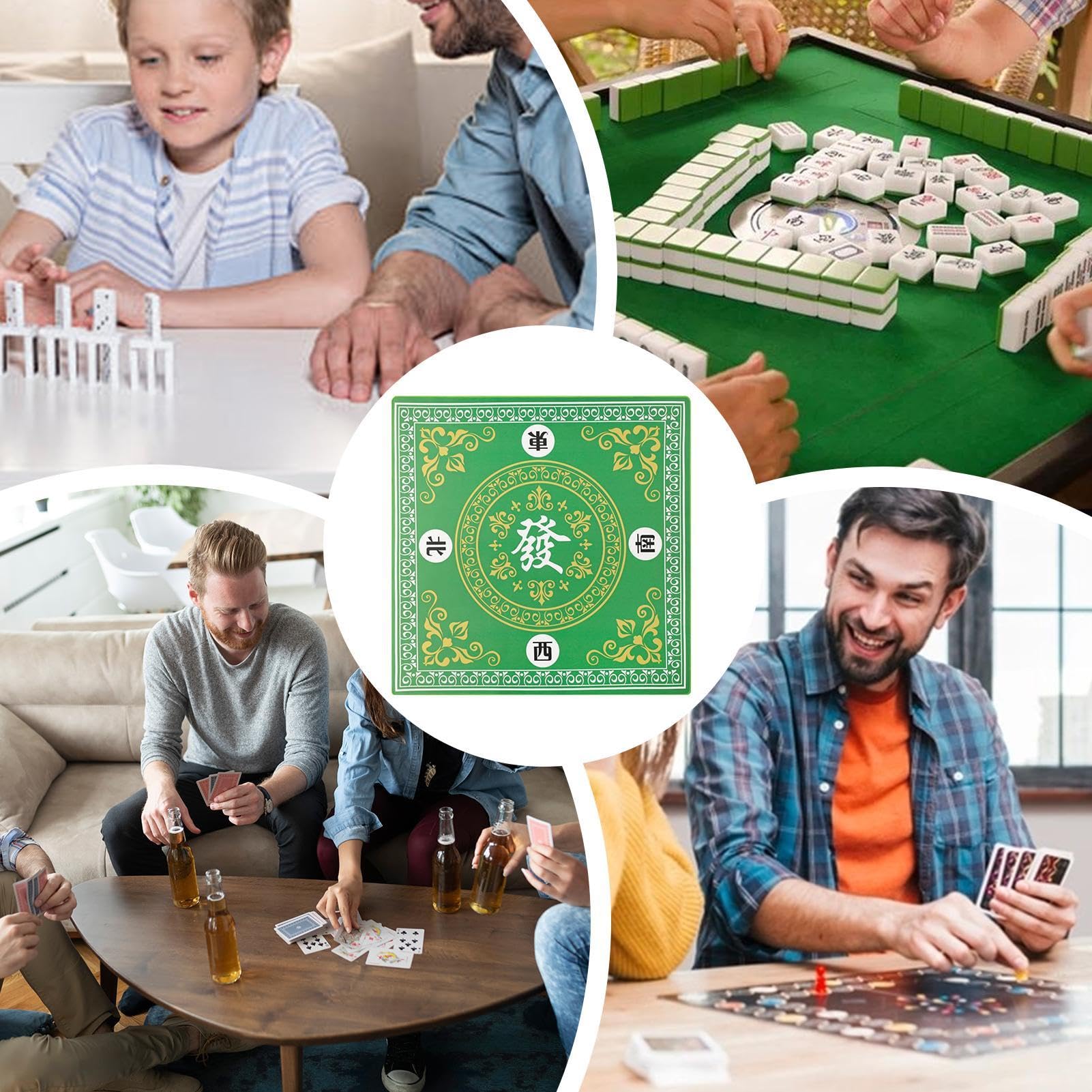 Mahjong Mat – Tapis de Jeu carré de 80 x 80 cm – Housse antidérapante pour Les Amateurs de Mahjong, Tapis de Jeu pour Jeux de Cartes de Poker