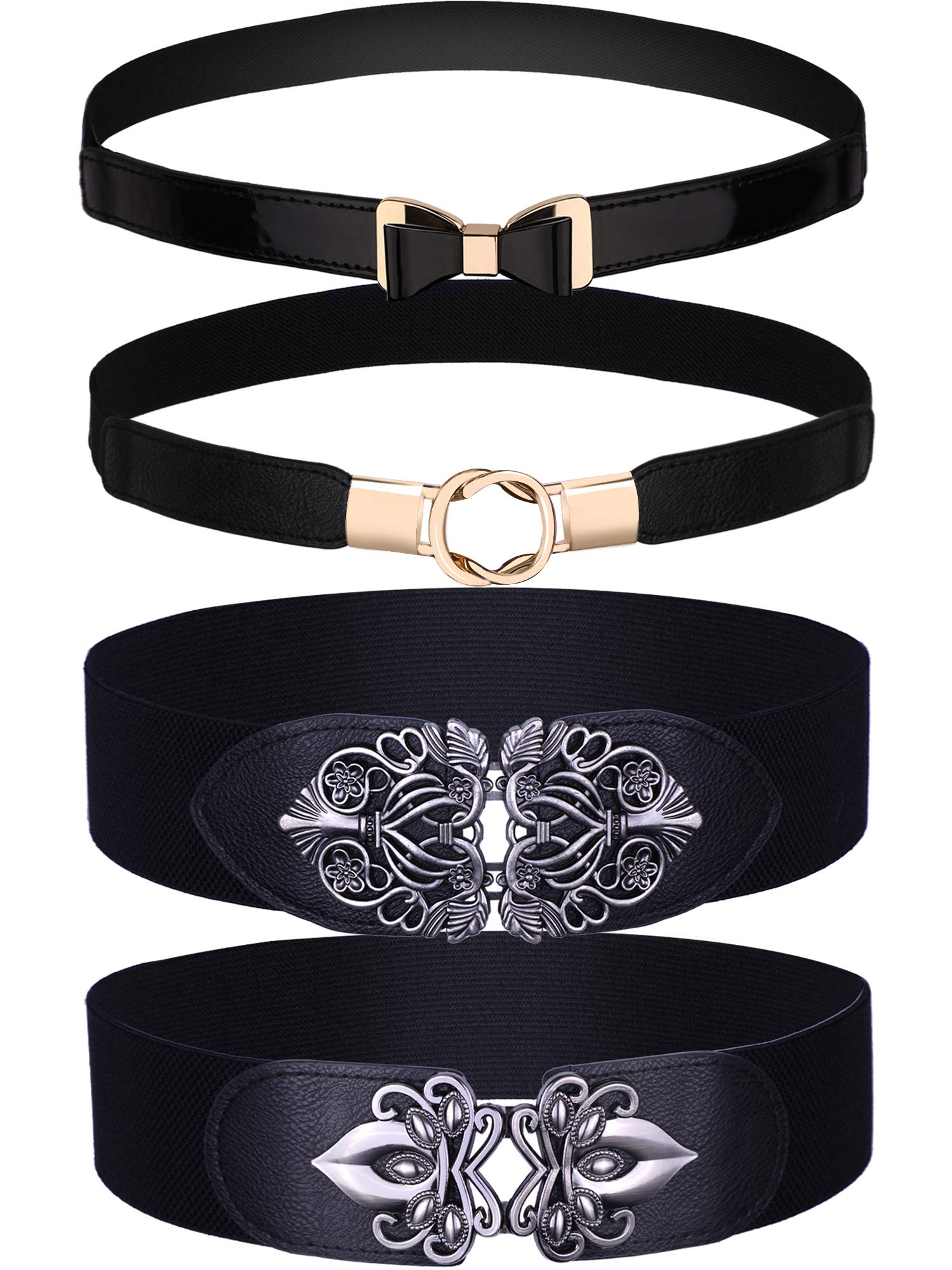 4 Pieces Women Vintage Waist Belt Elastic Stretch Retro  display picture 2