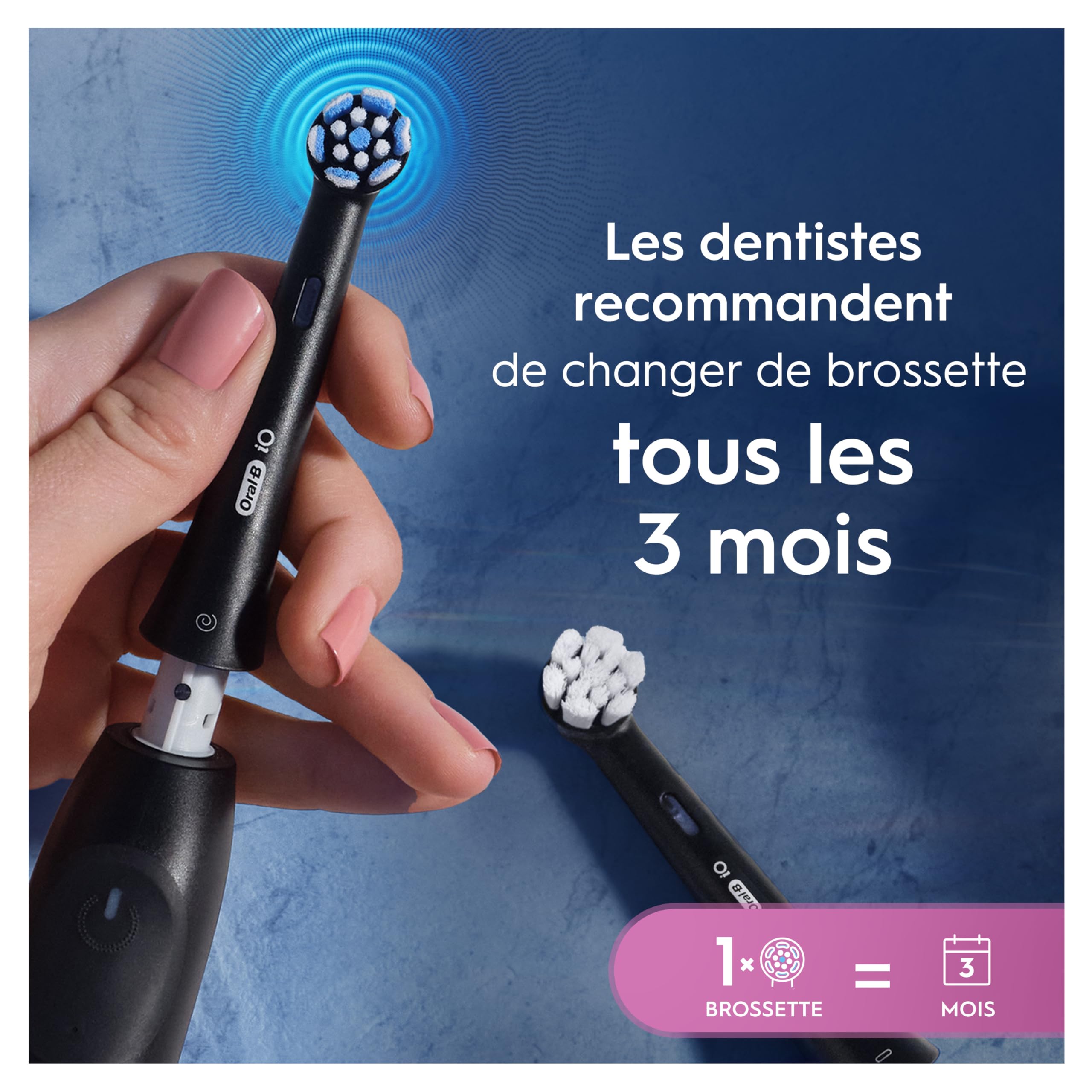 Oral-B Brossettes de Rechange Gentle Care, lot de 8, Noires | Recharges Brosse à Dents Électrique iO, 4000 Brins Souples pour un Brossage Doux sur les Gencives, Emballage en Carton