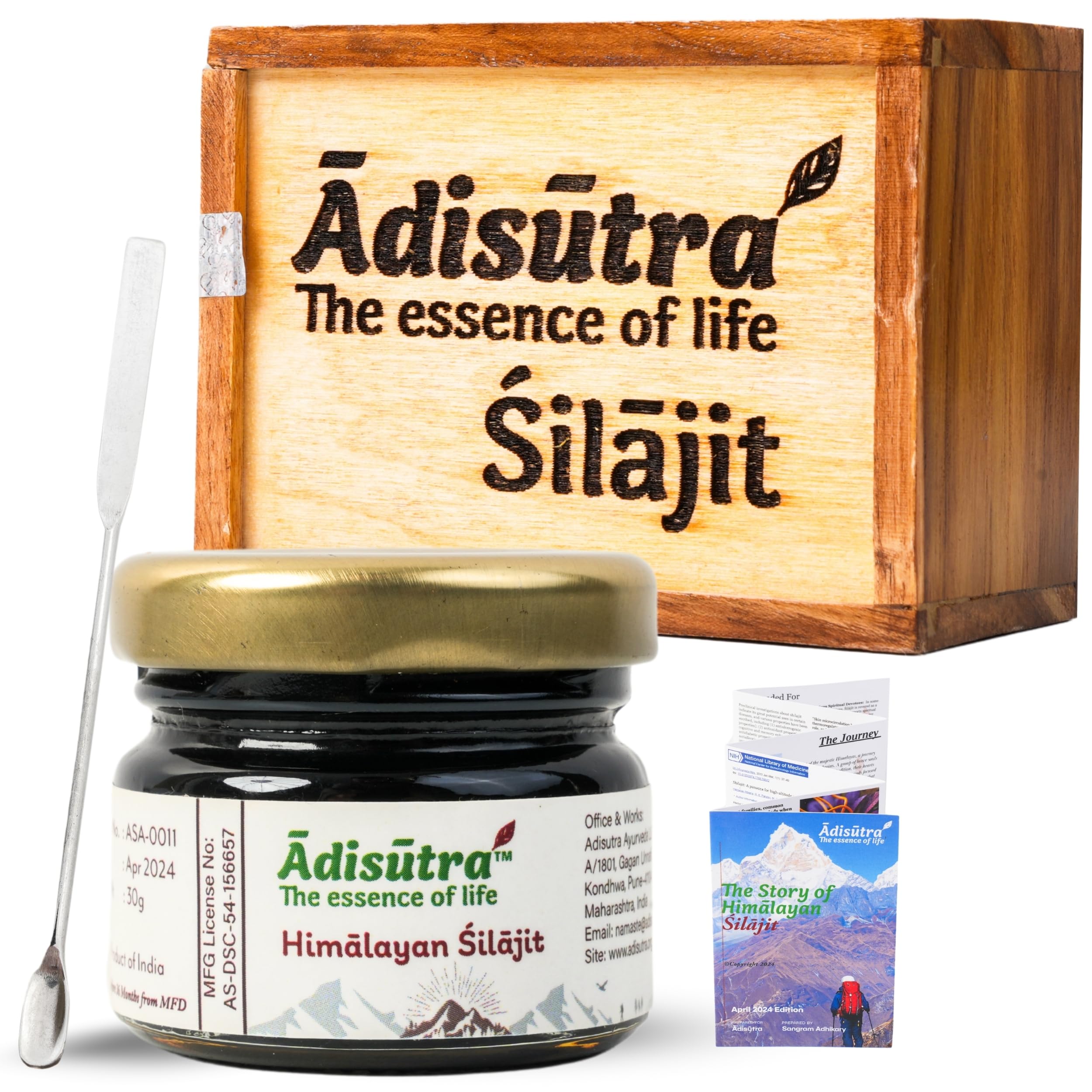 Żywica Adisutra Shilajit/Shilajeet 30 g | 500 mg na porcję – 60 porcji | dla zdrowia mózgu, energii i witalności | Przebadana laboratoryjnie przez Eurofins, zawiera aż 76,7% kwasu fulwowego | 100% ocz