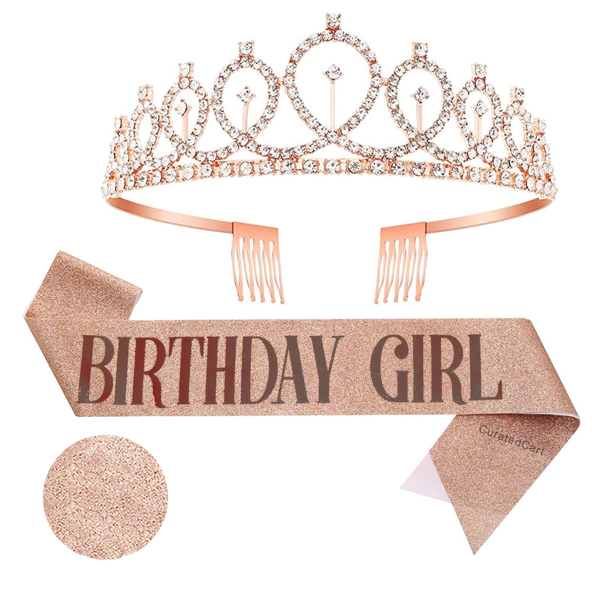 Curated Cart Birthday Sash and Crown for Women Birthday Girl Sash & Rhinestone Tiara Set - Birthday Decorations Birthday Girl Crowns Tiaras for Women (Birthday Girl Sash + Rose Gold Crown) (B0CD1NFVX5) Amazon Price History, Amazon Price Tracker