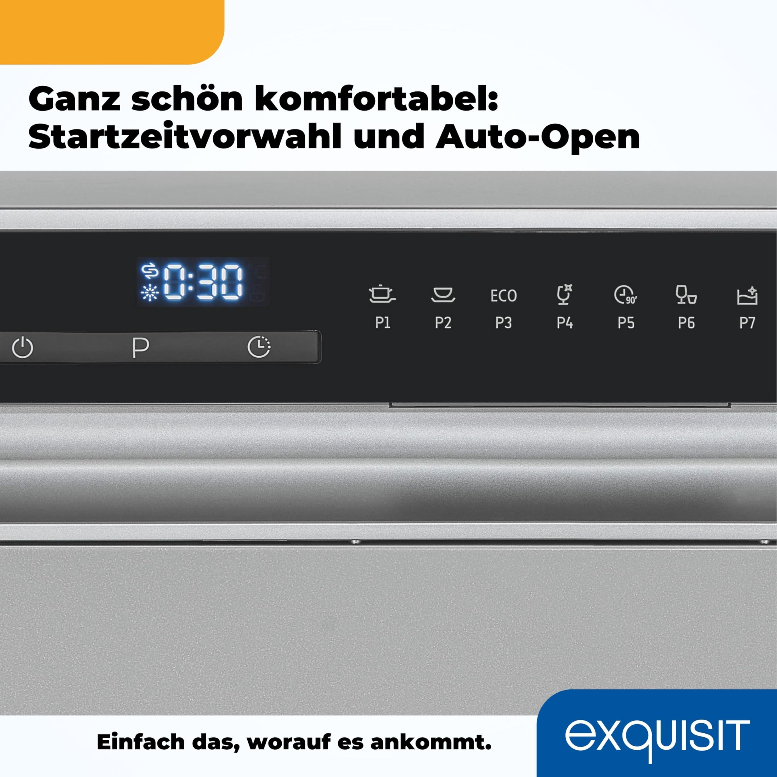 Exquisit Zmywarka stołowa GSP508-030D srebrna | zmywarka 55 cm wolnostojąca | mała zmywarka do naczyń 8 rozmiarów | zmywarka stołowa wyświetlacz LED