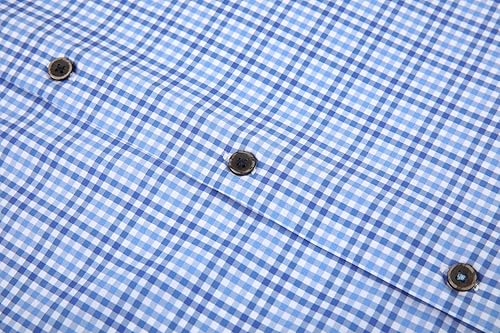 Vista 4 de Alex Vando Camisas con botones para hombre, sin arrugas, con estampado elástico en 4 direcciones, camisa casual de negocios