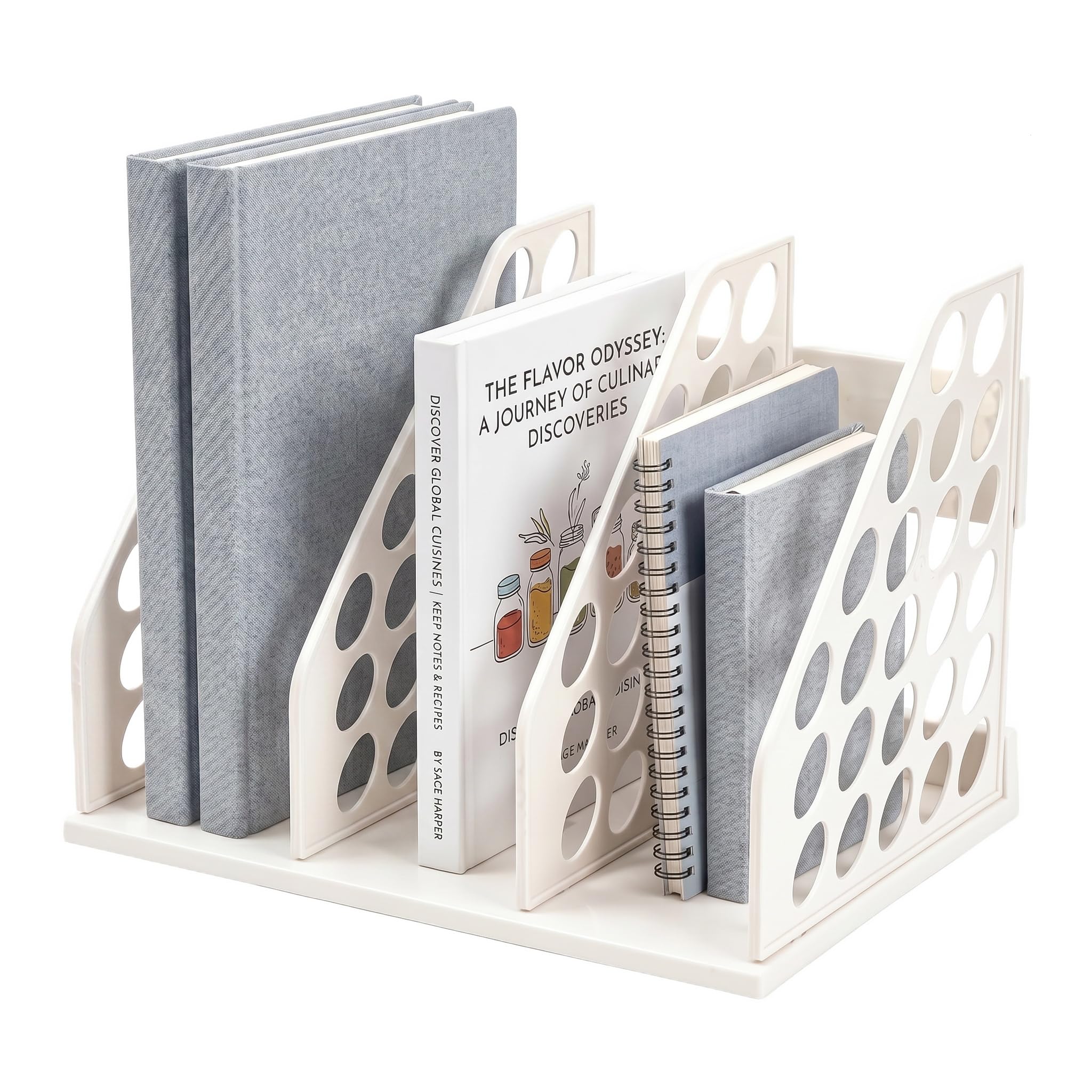 Soporte para archivos A4, organizador vertical de escritorio 3 compartimentos, almacenamiento de revistas oficina