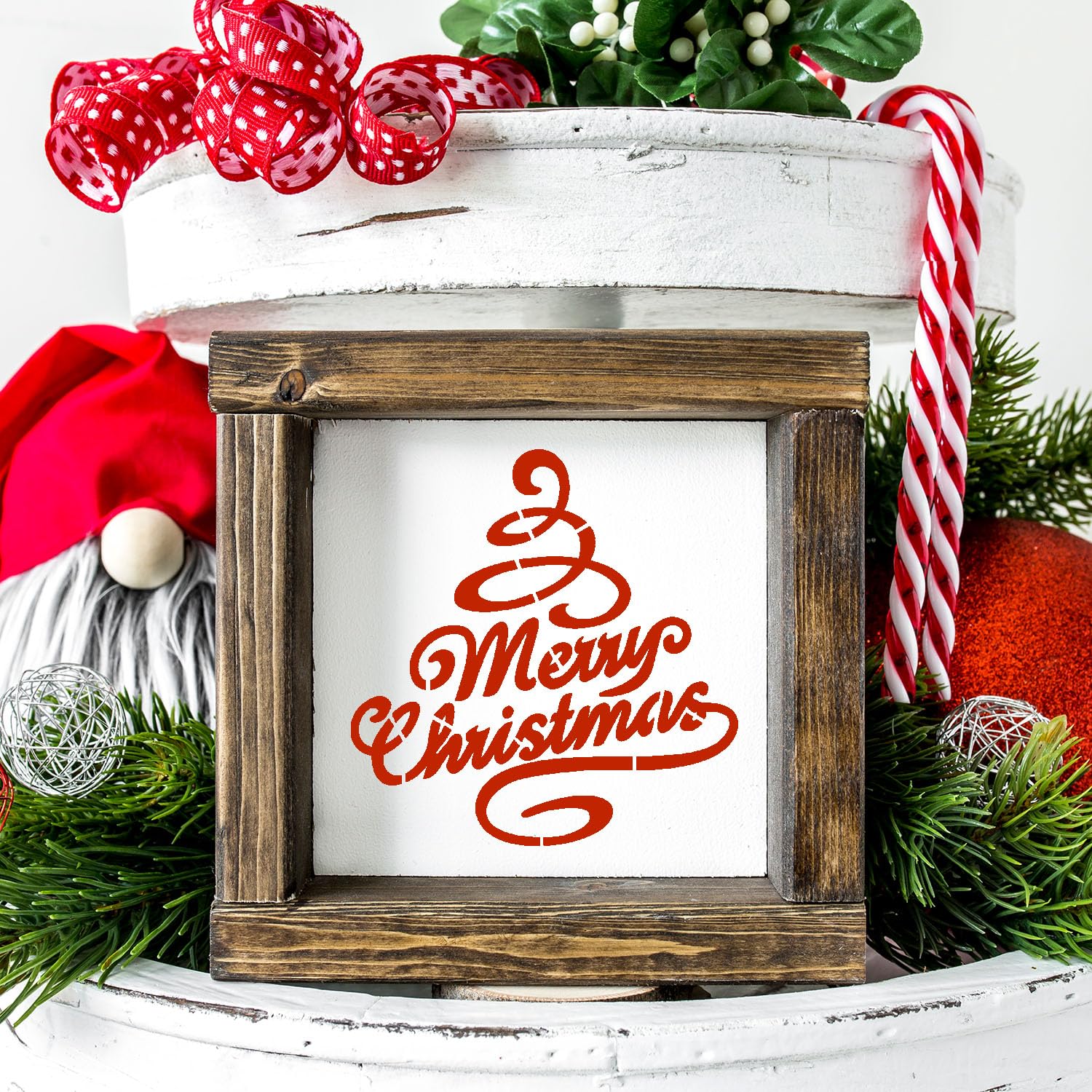 Plantillas pequeñas de Navidad para pintar de 3 pulgadas, plantilla de Navidad para manualidades, plantillas de dibujo reutilizables para pintar en bandeja de madera, bandeja de nivel de rebanadas,