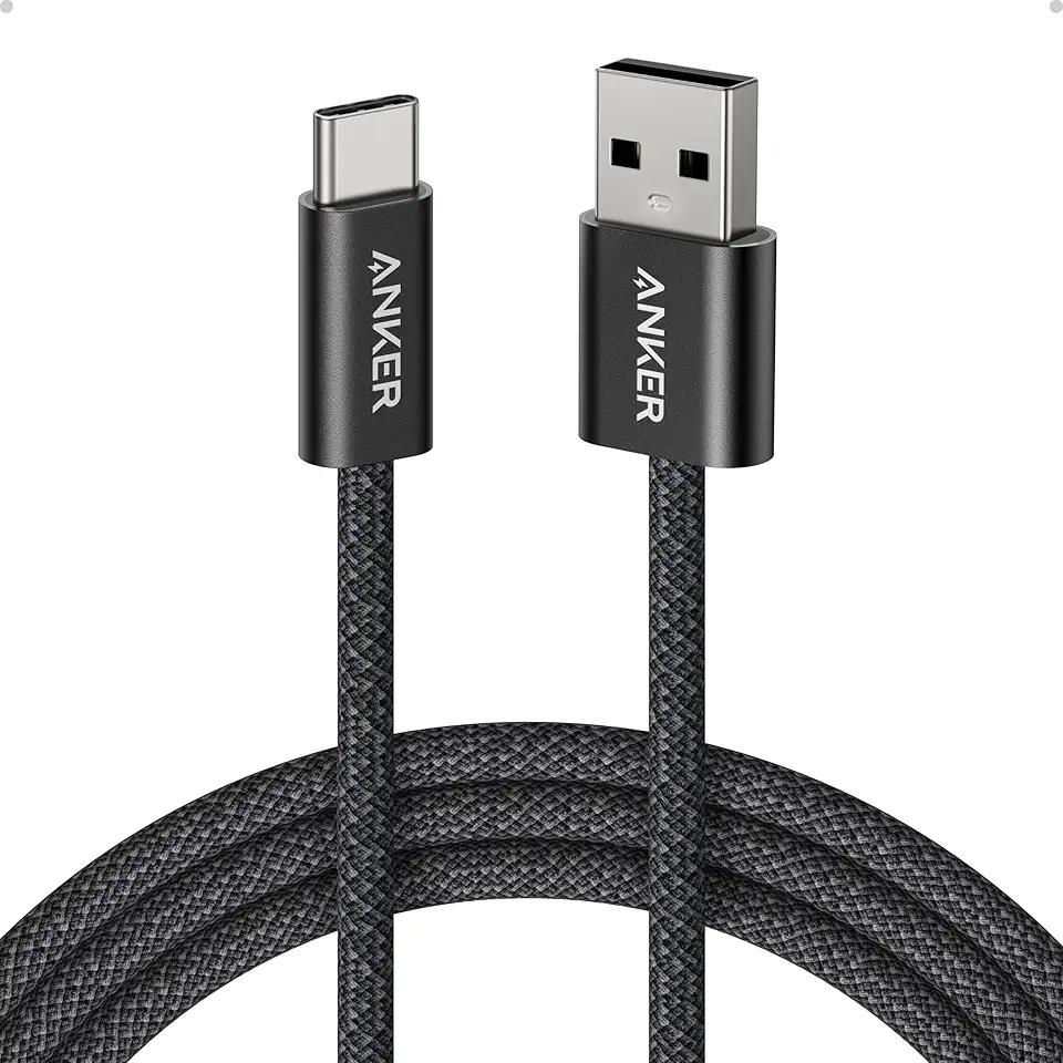 Anker Zolo Cabo USB para USB-C (tipo C), Conexão CarPlay Perfeita, Durável e Trançado, Aspecto Premium com Conector Fino, para iPhone Série 15/16/17, Xiaomi,Samsung, iPad Pro e mais (Preto, 1,0 m)