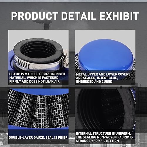 Miniatura 6 de WOOSTAR Filtro de aire de repuesto de 1.378 in para ATV de 50 cc, 70 cc, 90 cc, 110 cc, 125 cc, ATV, 4 ruedas, motocross, Go Kart, Scooter azul