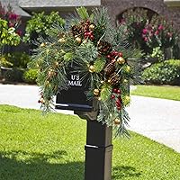 Vista 2 de DearHouse - Botín de Navidad artificial de 24 pulgadas, botín de buzón de Navidad con colección invernal de pino y luces LED para decoración