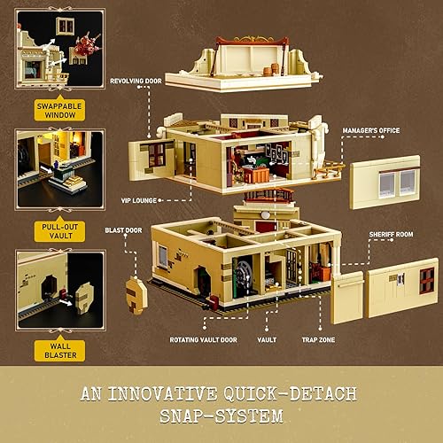 Miniatura 3 de Western Bank Heist Lighting - Juego de ladrillos de construcción  Wild West Outlaw Gold Heist 2875 piezas colección juego de exhibición para amantes
