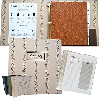 Recipe Binder with Plastic Sleeves, Custom Dividers, Labels. Water-Resis...