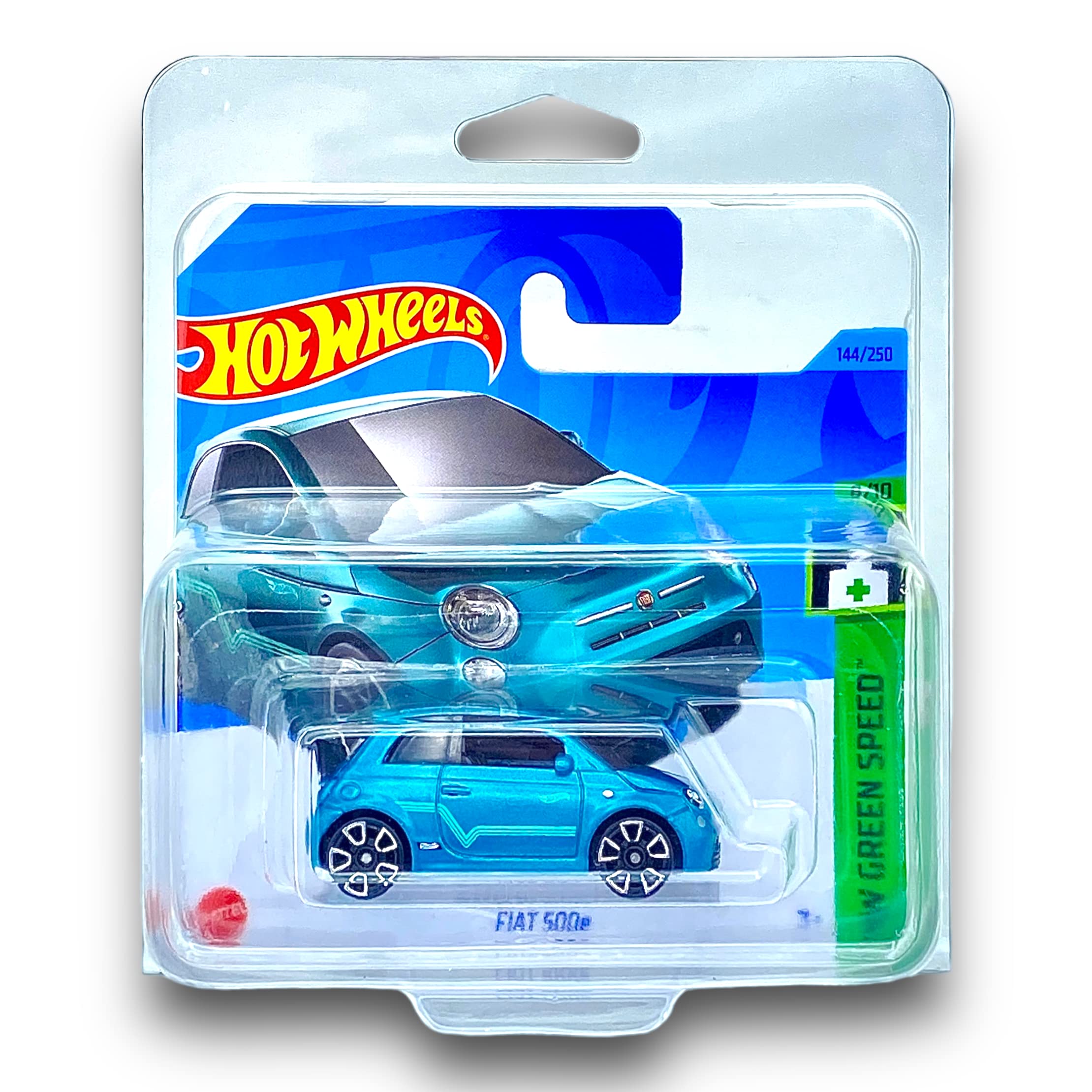 Hot Wheels Fiat 500e (Turquoise) 8/10 HW Green Speed - 2023-144/240(Short Card) - COMES IN A KLAS CAR KEEPER PROTECTIVE COLLECTORS CASE - HKH59