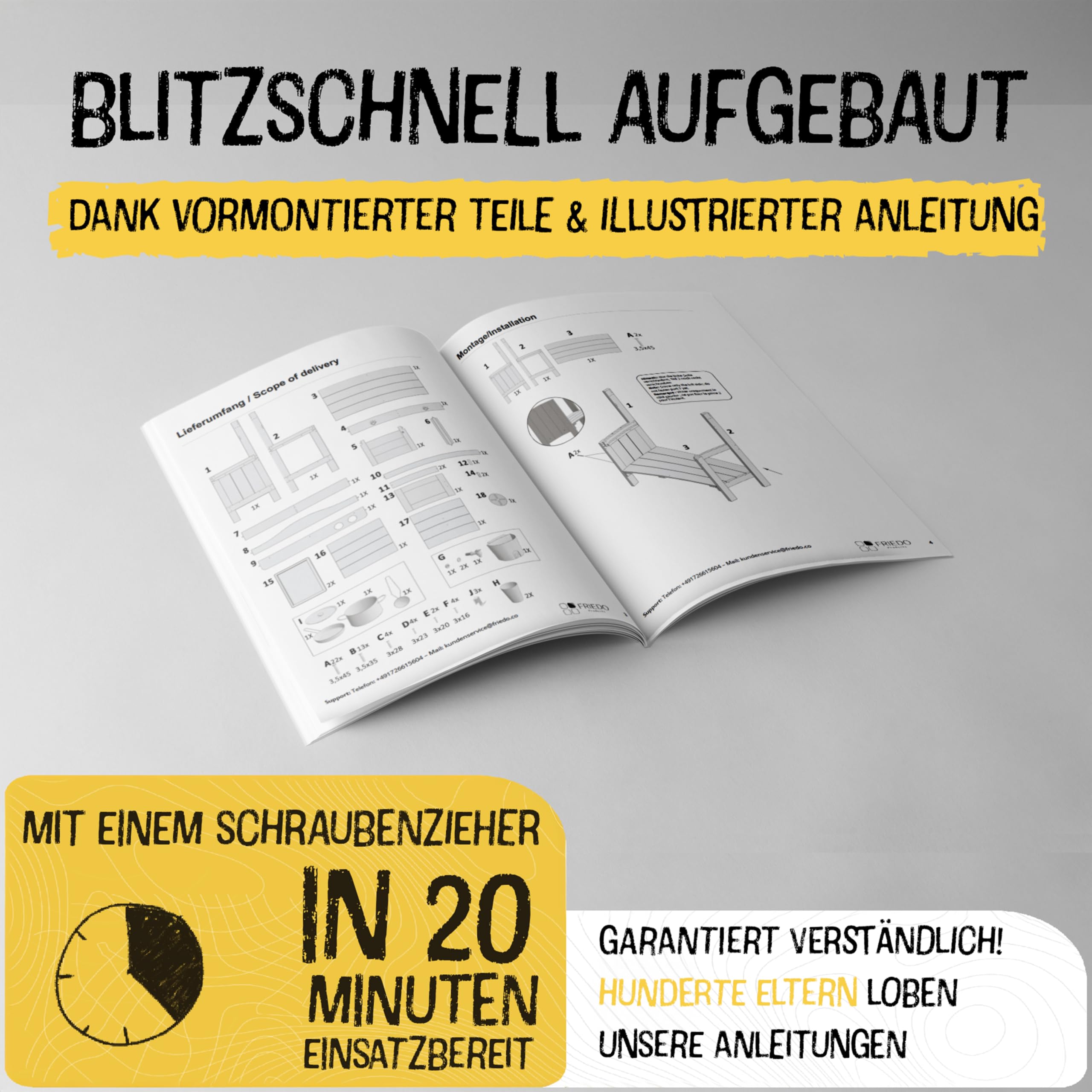 FRIEDO Matschküche Kinder Outdoor mit Schutzlasur I Inkl. Ofen und Zubehör wie 1,2 L Wasserspender, Töpfen etc. I Lasierte Gartenküche wettersicher I Sommer Kinderküche für den Garten I Mud Kitchen