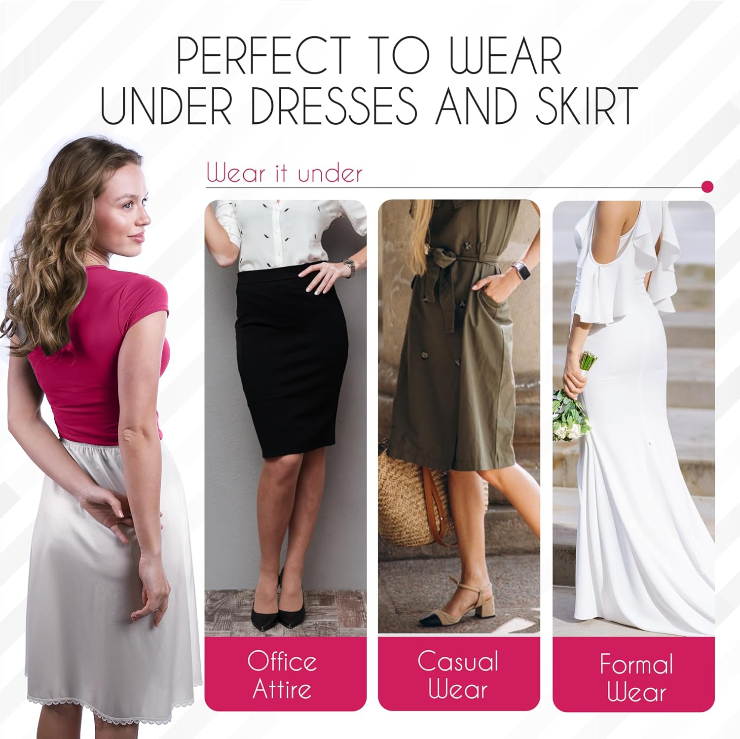 Valair Classic Short and Long Half Slip Skirt for Ladies and Girls - Slight Flair - Anti Static - Ranges 14" Till 34" - Image 6