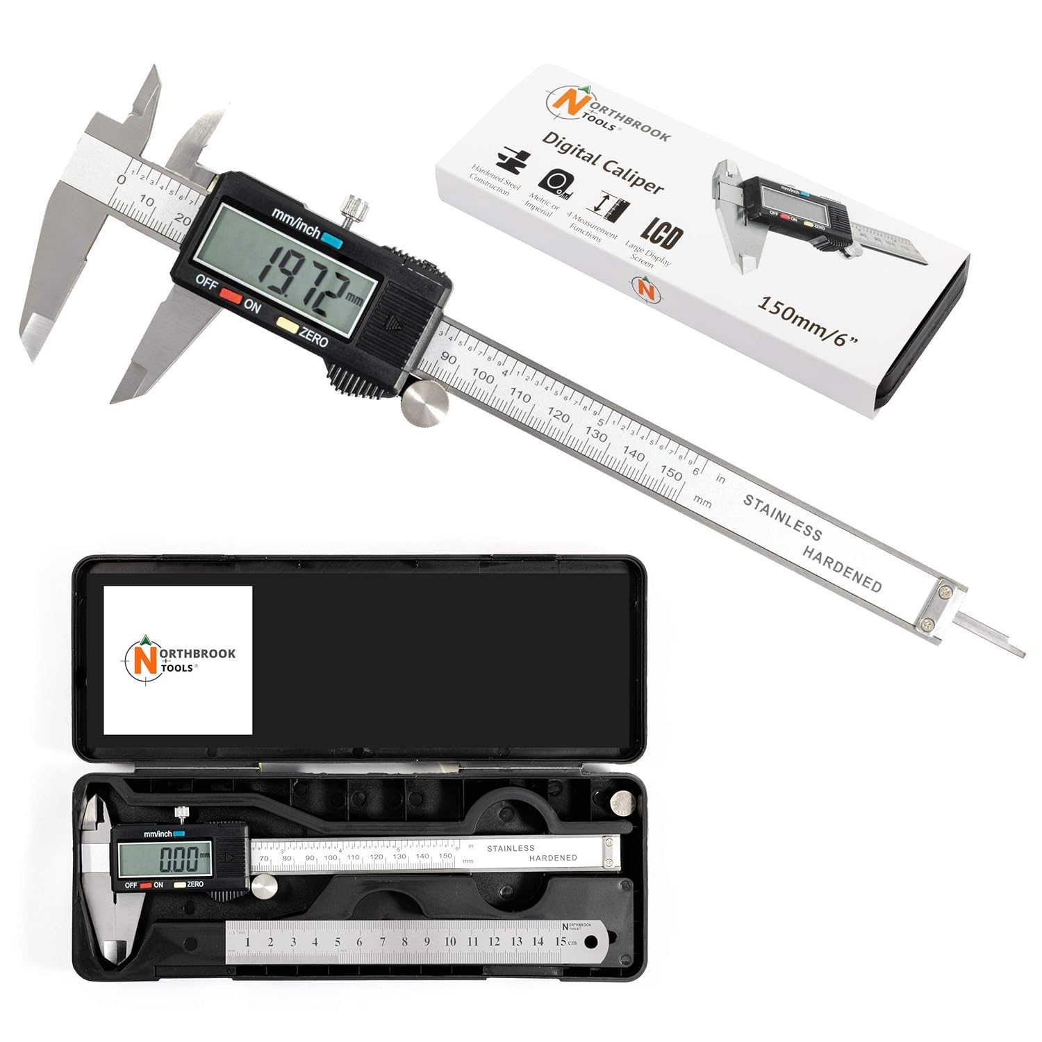 Vernier Caliper from Northbrook Tools ® + Metal Ruler 15cm. Digital