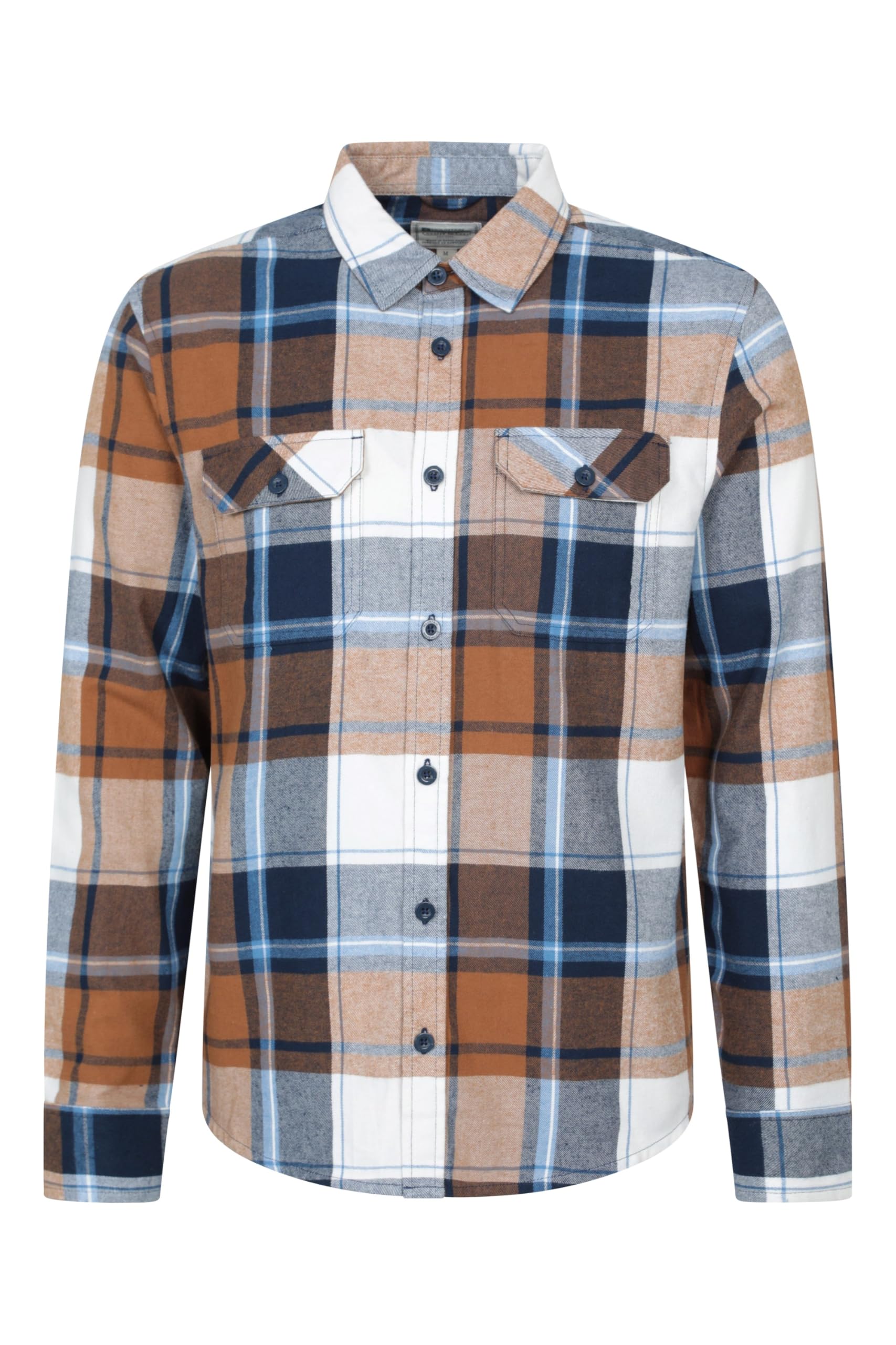 Mountain Warehouse Men's Tan Trace Flannel Long Sleeve Shirt - Lightweight & Breathable Casual Checks Shirt In 100% Cotton With Buttoned Front Pockets - For Travel & Walking 4XL Plus