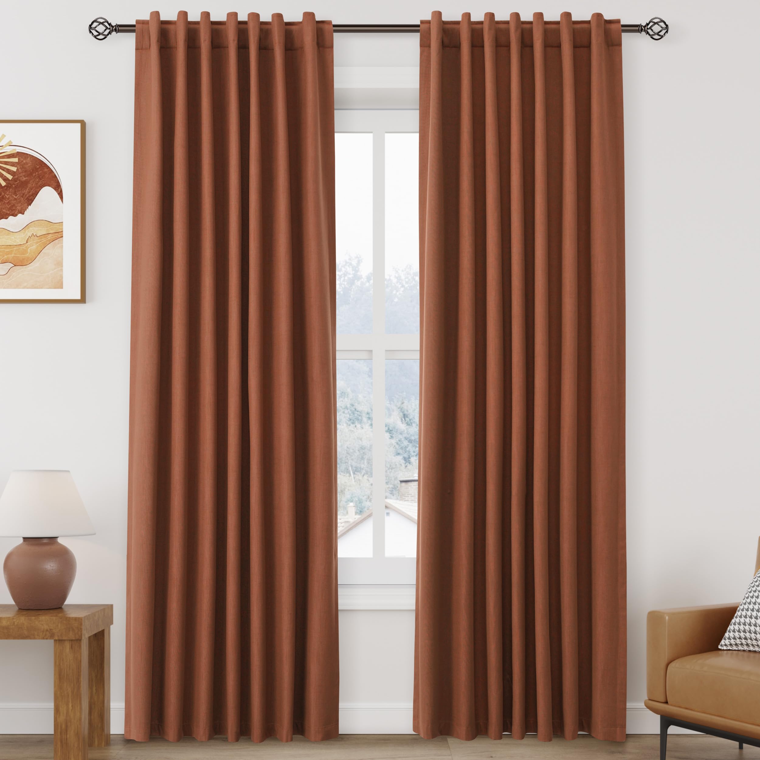 kibichann8　カーテン　2枚組　美品　幅広 Amazon.co.jp: 100%遮光カーテン 長さ84インチ 2パネル テラコッタ遮光