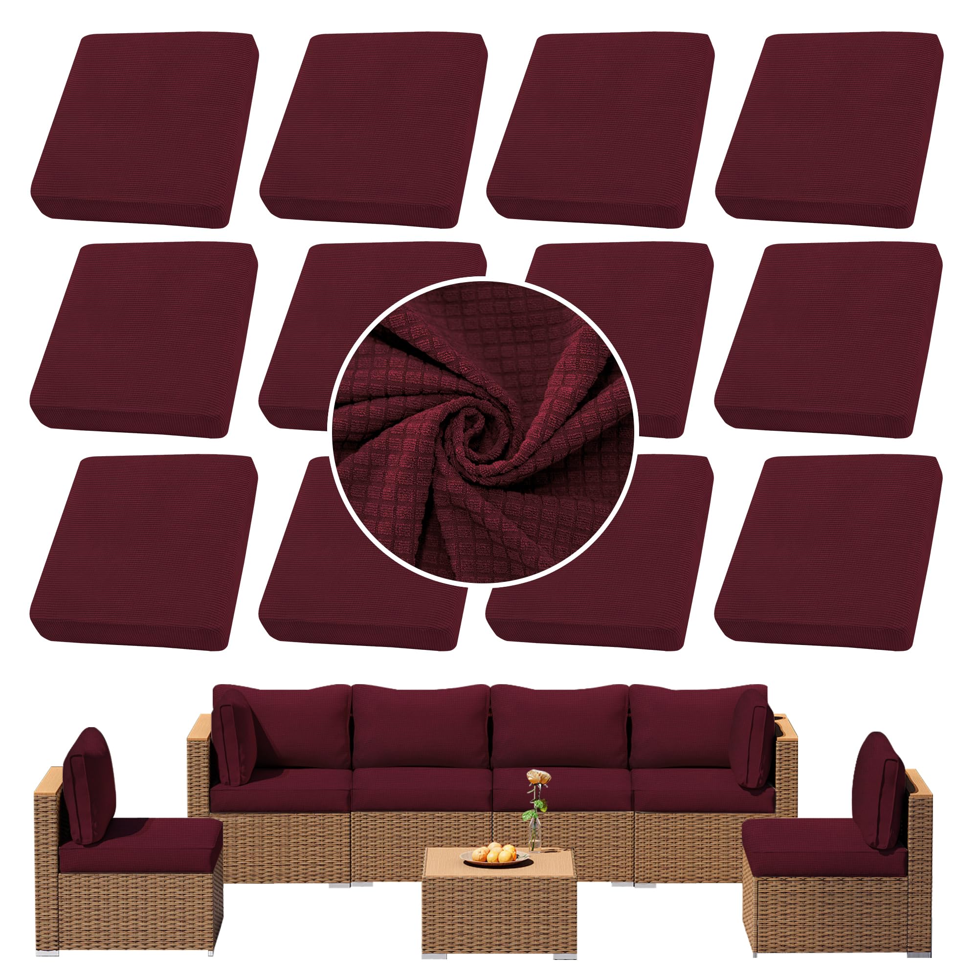 14PCS Patio Cushion Covers.Patio Furniture Couch SeatSlipcovers
