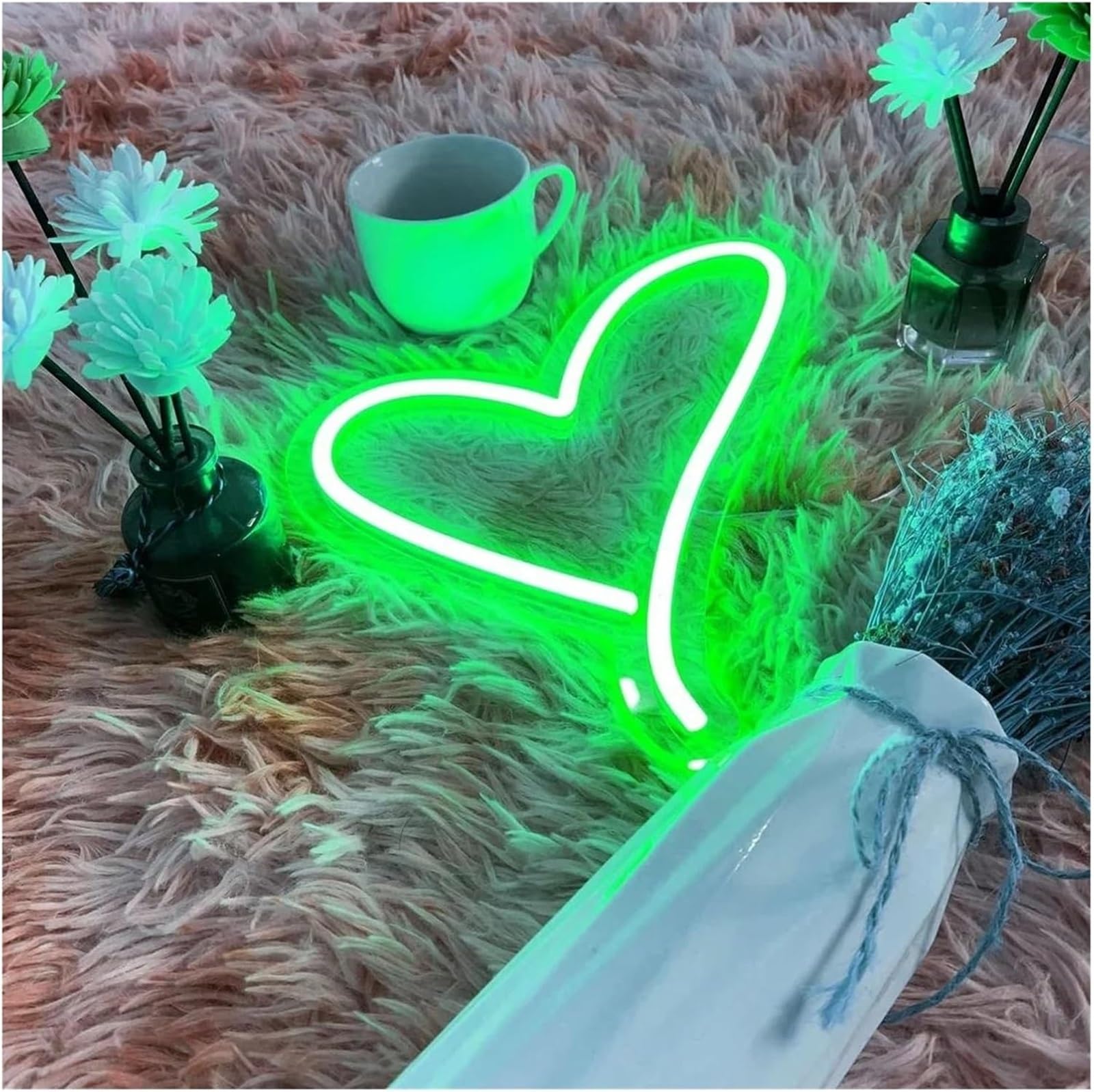 Zynther Neon lamp Heart Shape Neon Sign Led Light Dimmable Night Wall Decor 30cmx30cm