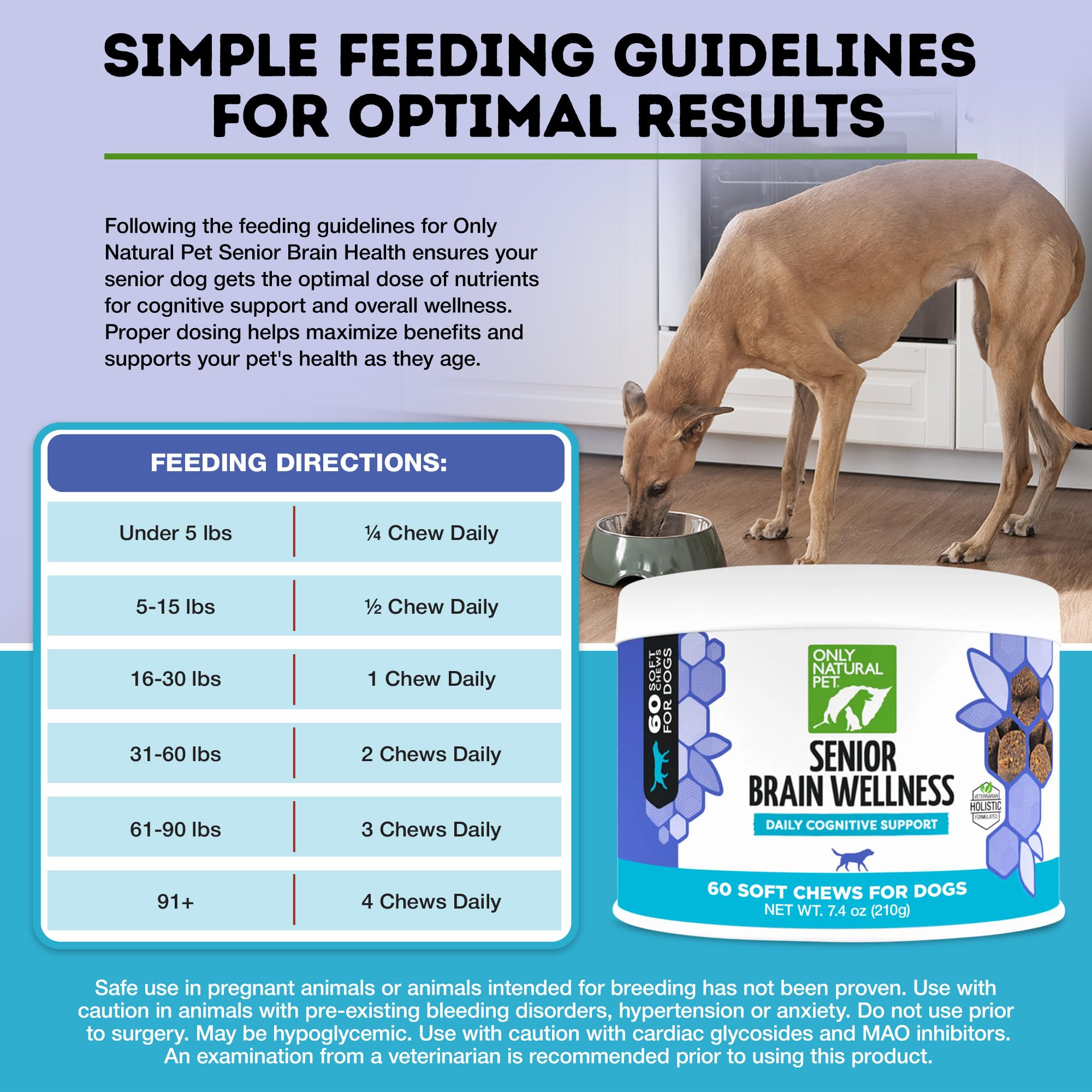 ONLY NATURAL PET Senior Brain Wellness Dog Chews - Small, Medium & Large Breeds, Toothless & Geriatric Dogs, Soft Chicken & Bacon Flavor Snacks, Baked Treats - 60 Count 4