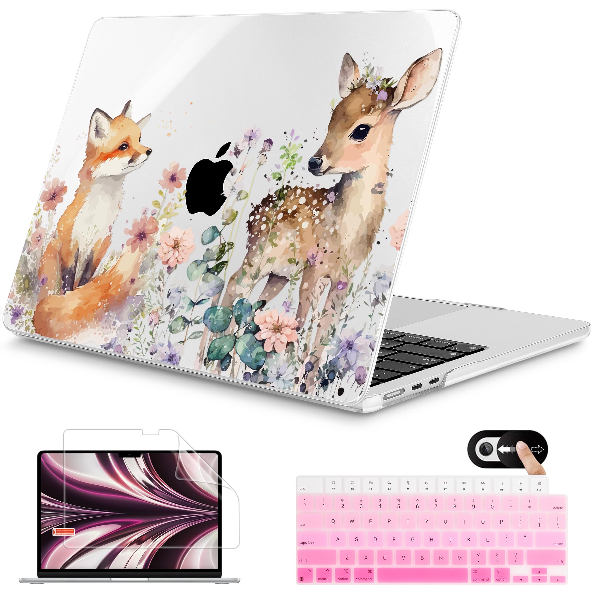 Mektron for 2025 M4 MacBook Air 13.6 Inch A3240 Case Fits 2023 A2681 M2 2024 A3113 M3 Chip with Liquid Retina Display Touch ID, Printed Plastic Hard