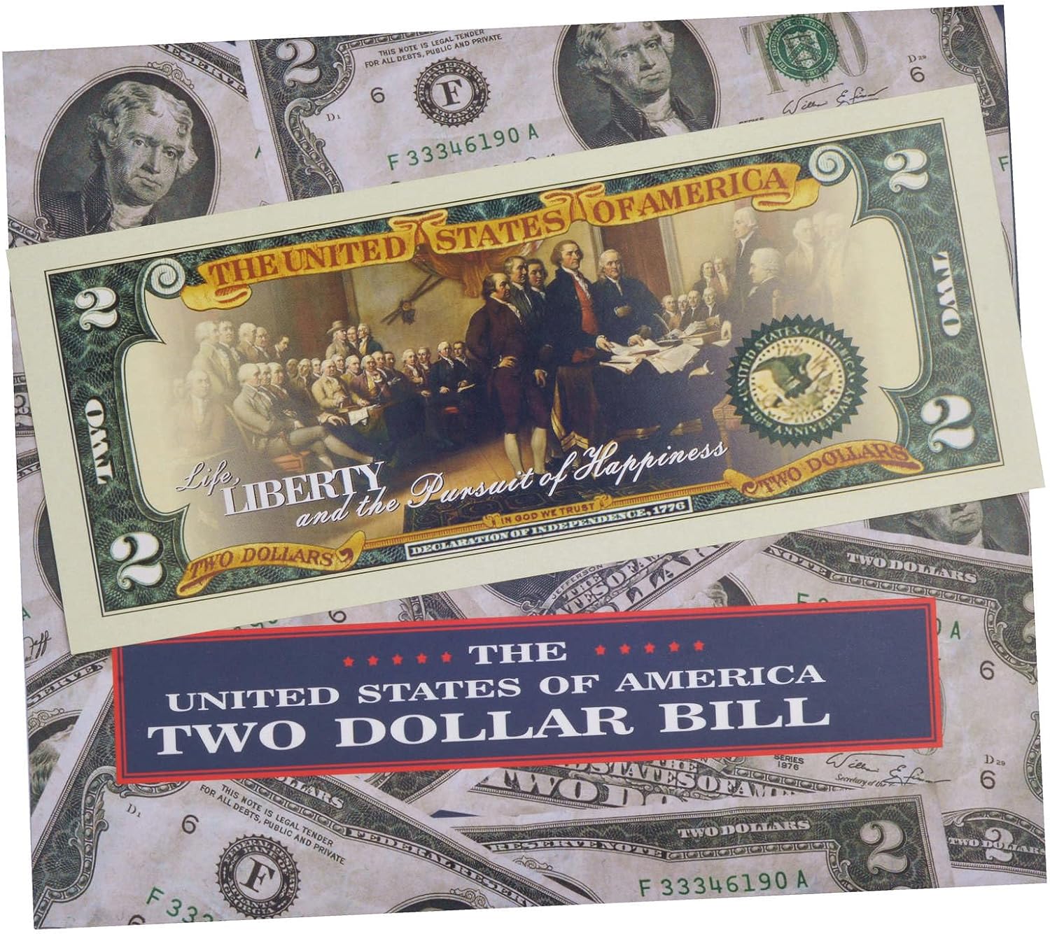 250th Anniversary Collectible $2 Bill | Independence Day 2 Dollar Bill Uncirculated Commemorative Coin Declaration of Independence - Image 6