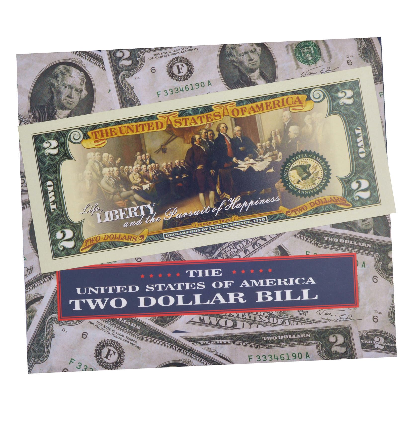 250th Anniversary Collectible $2 Bill | Independence Day 2 Dollar Bill Uncirculated Commemorative Coin Declaration of Independence