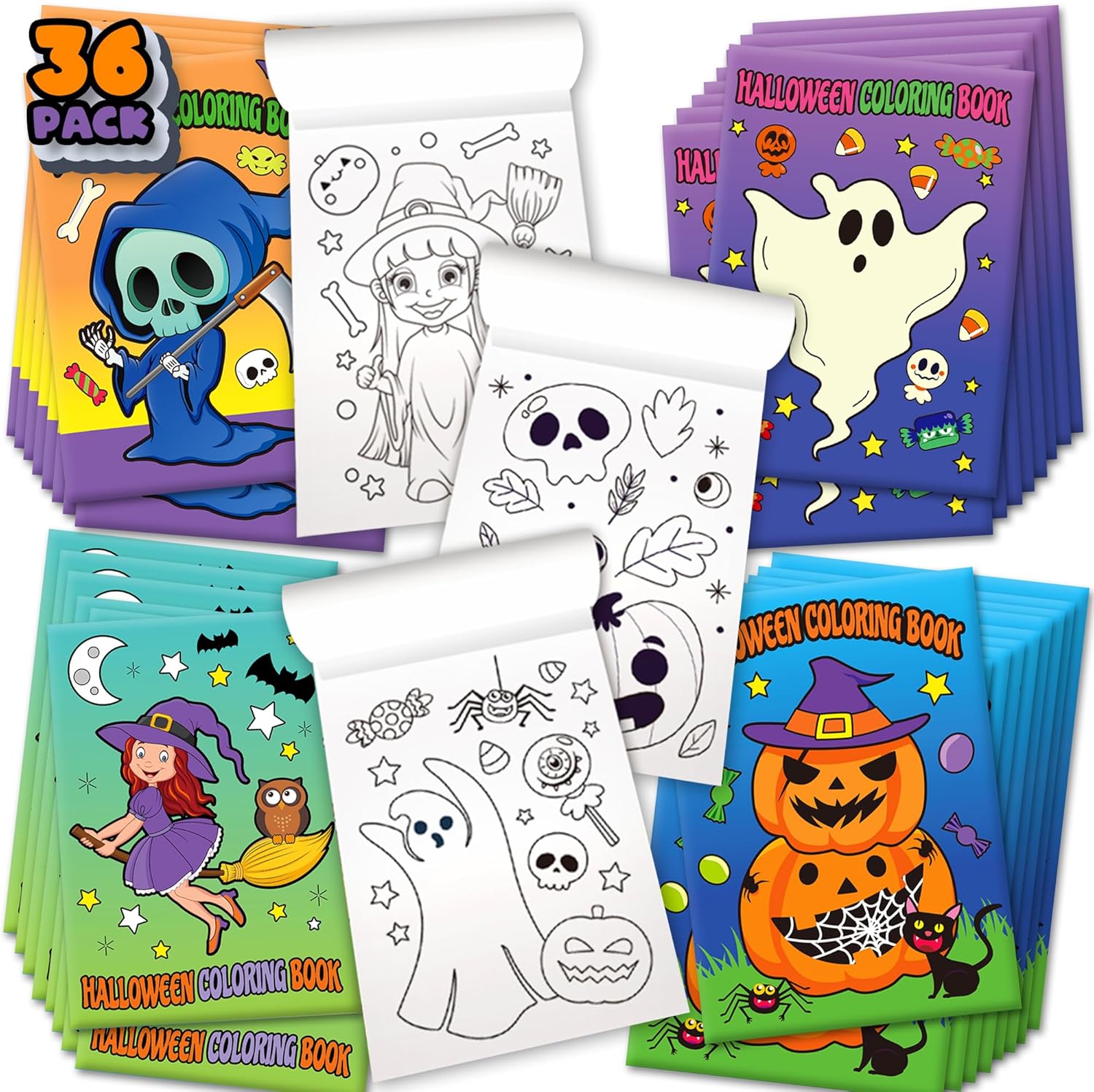 Amazon.com: ArtCreativity Halloween Coloring Books for Kids, Pack of 36 ...