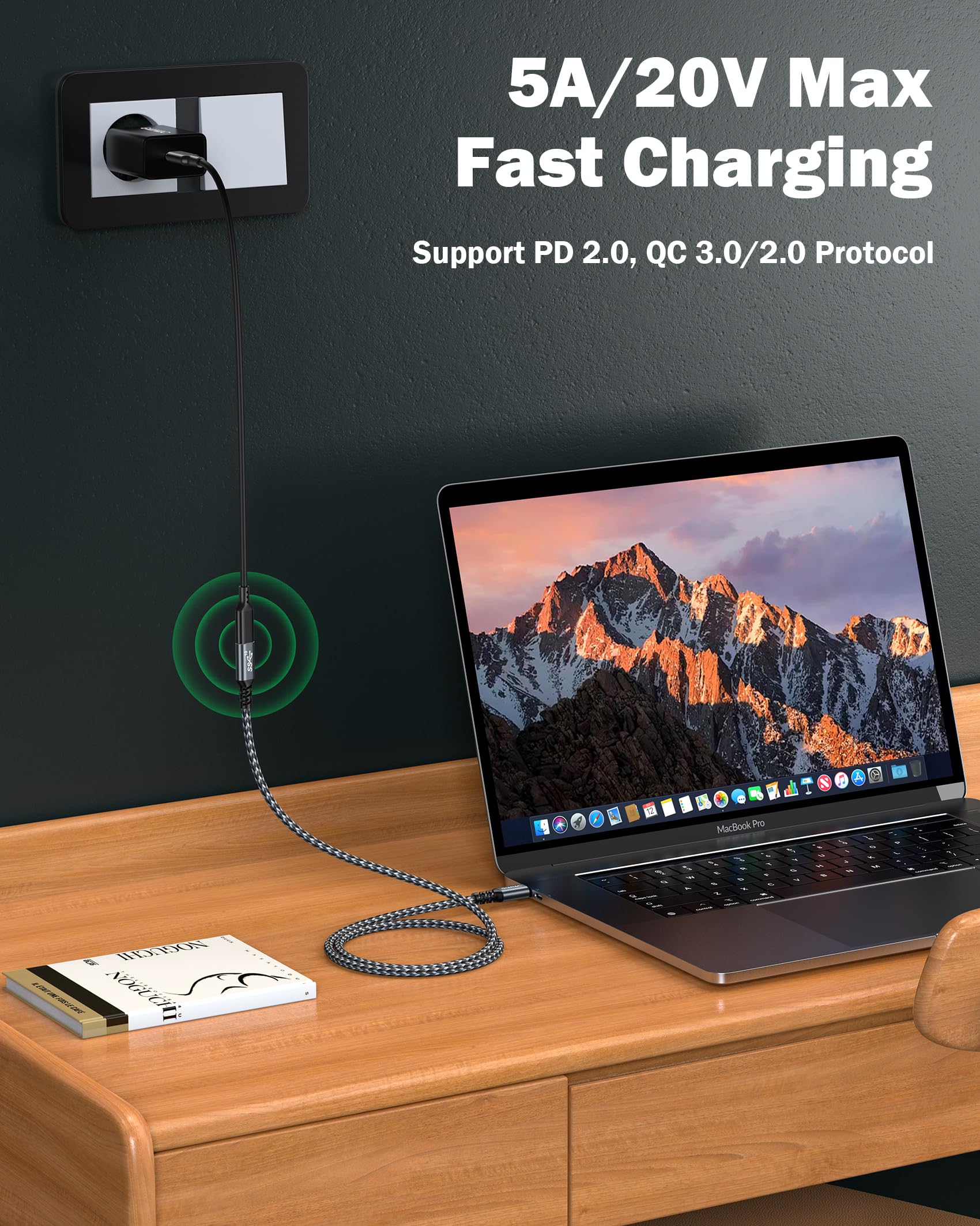 GIANAC Cavo di Prolunga USB C 100W 2M,3.2 Gen2 4K@60Hz Cavo Type C Maschio a Femmina 10Gbps Cavo Prolunga Tipo C Compatibile per iPhone 15 Pro Max, MacBook Pro/Air XPS 15 Galaxy S23 S22