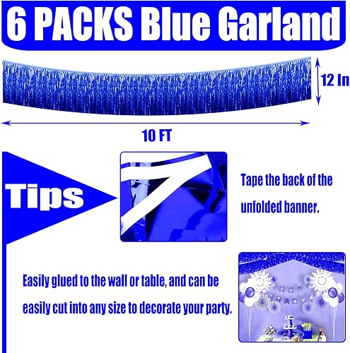 Miniatura 2 de Paquete de 6 guirnaldas de flecos metálicos de oropel de 10 pies para colgar en la pared, telón de fondo para flotadores de desfile, despedida de